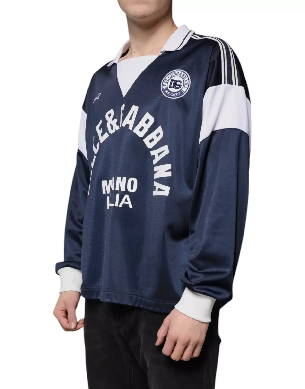 Long Sleeve Polo Shirt Milan Italia - Blue and White / IT48 | M