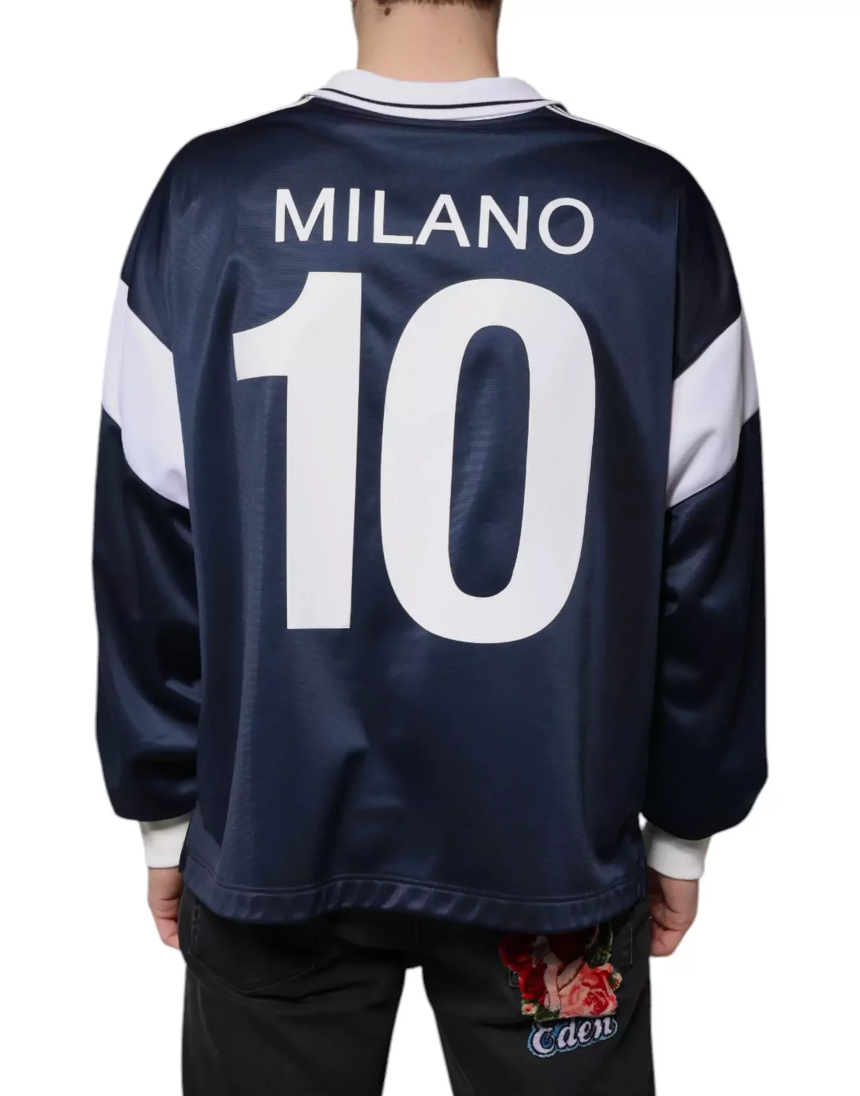 Long Sleeve Polo Shirt Milan Italia - Blue and White / IT48 | M