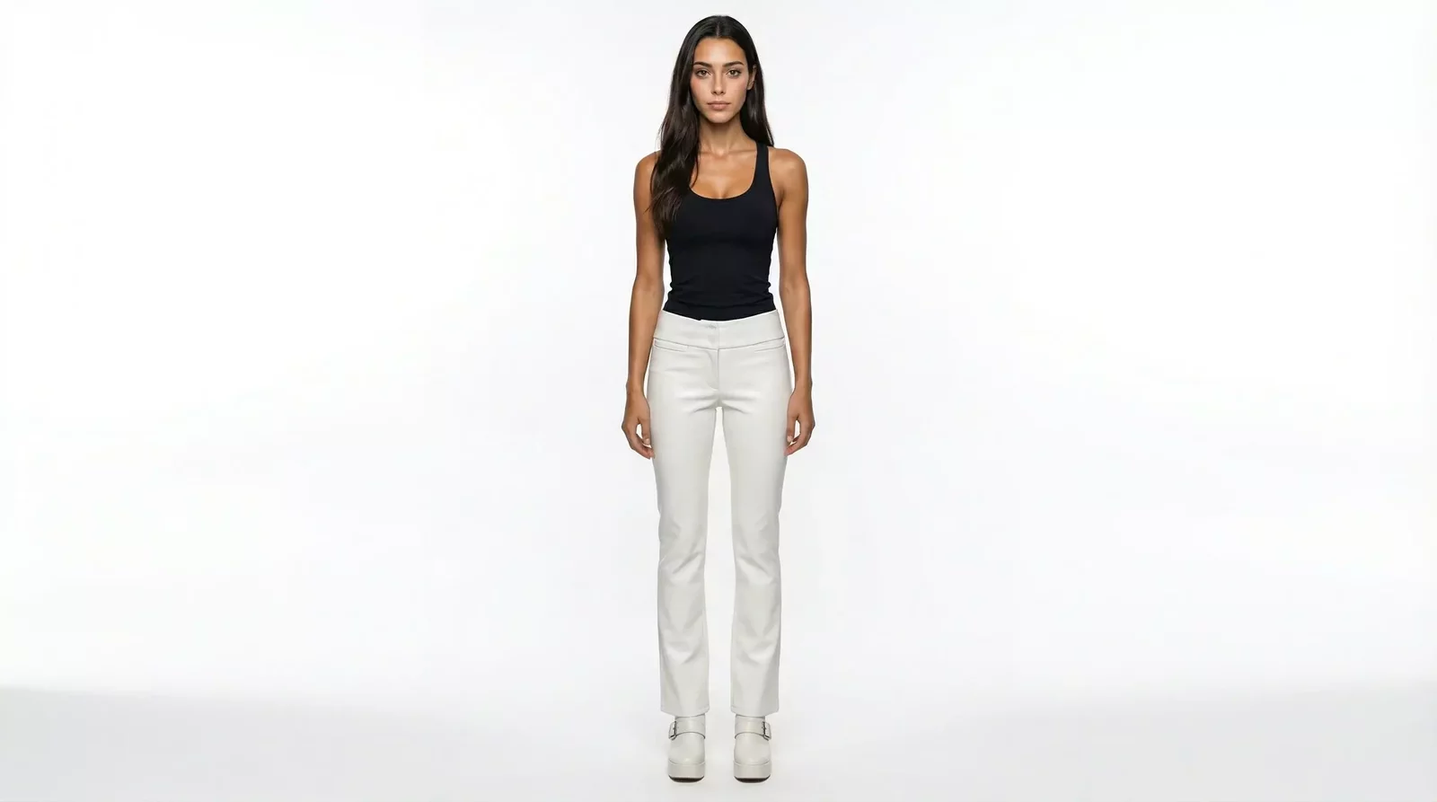 High Waist Polyurethane Tapered Pants - Black / IT40|S