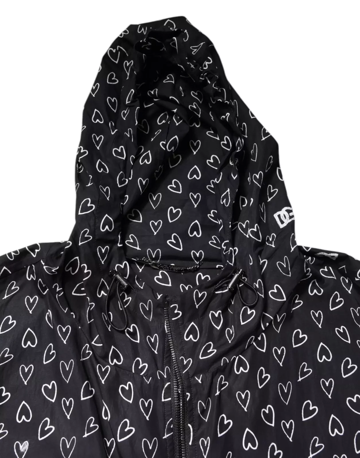 Heart Print ZipUp Jacket - Black / IT52 | XL