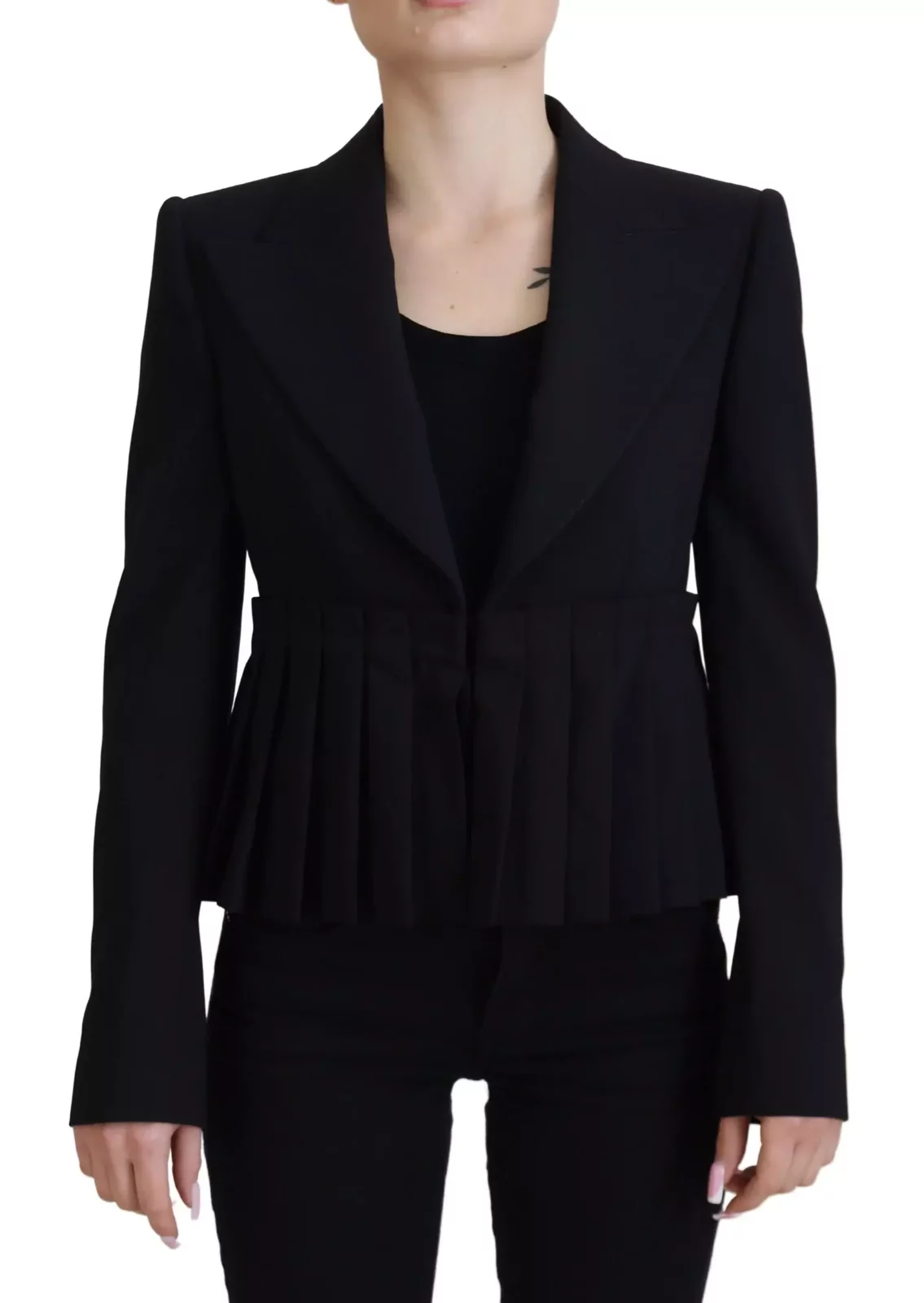 Pleated Waist Blazer Black - Black / 38 IT