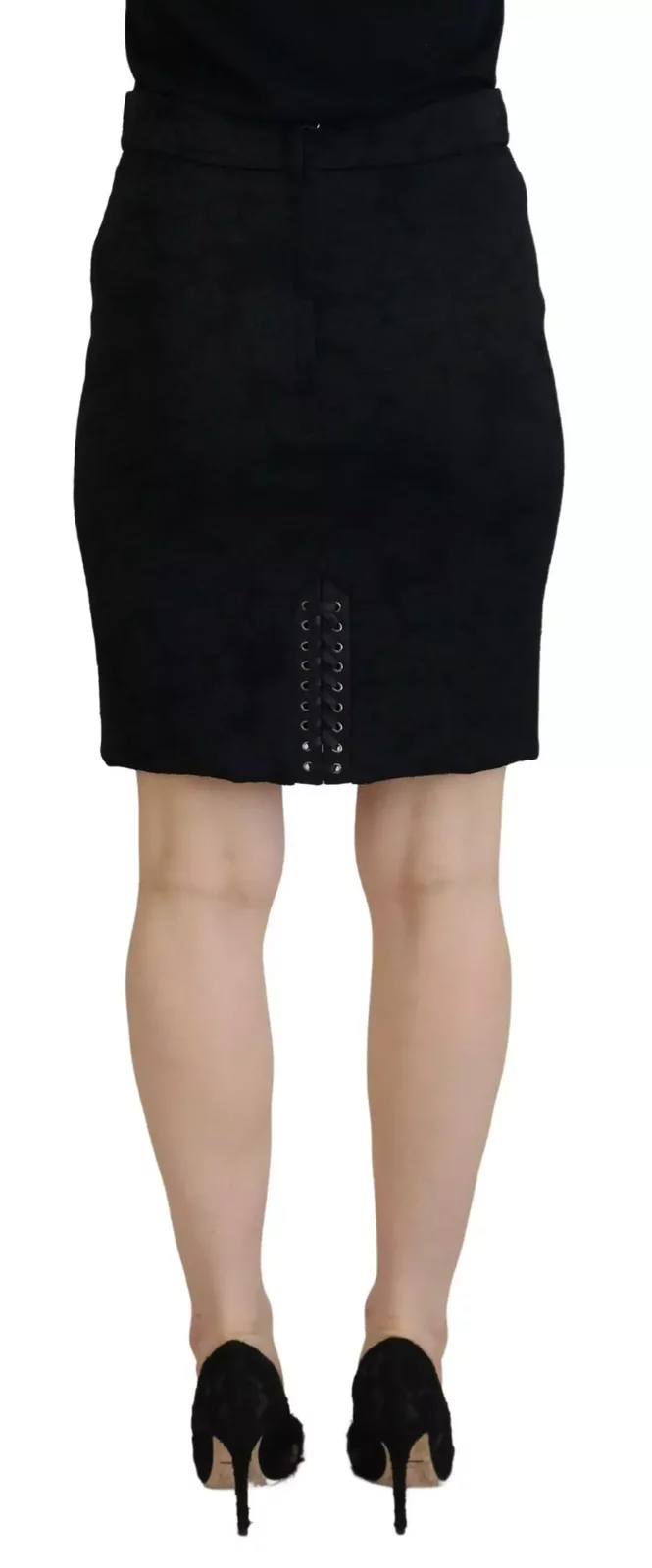 Dolce  Gabbana A1857 LaceUp Mini Skirt - Black / IT46|XL