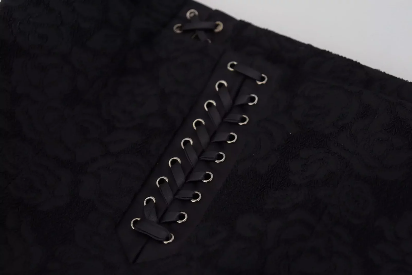 Dolce  Gabbana A1857 LaceUp Mini Skirt - Black / IT46|XL