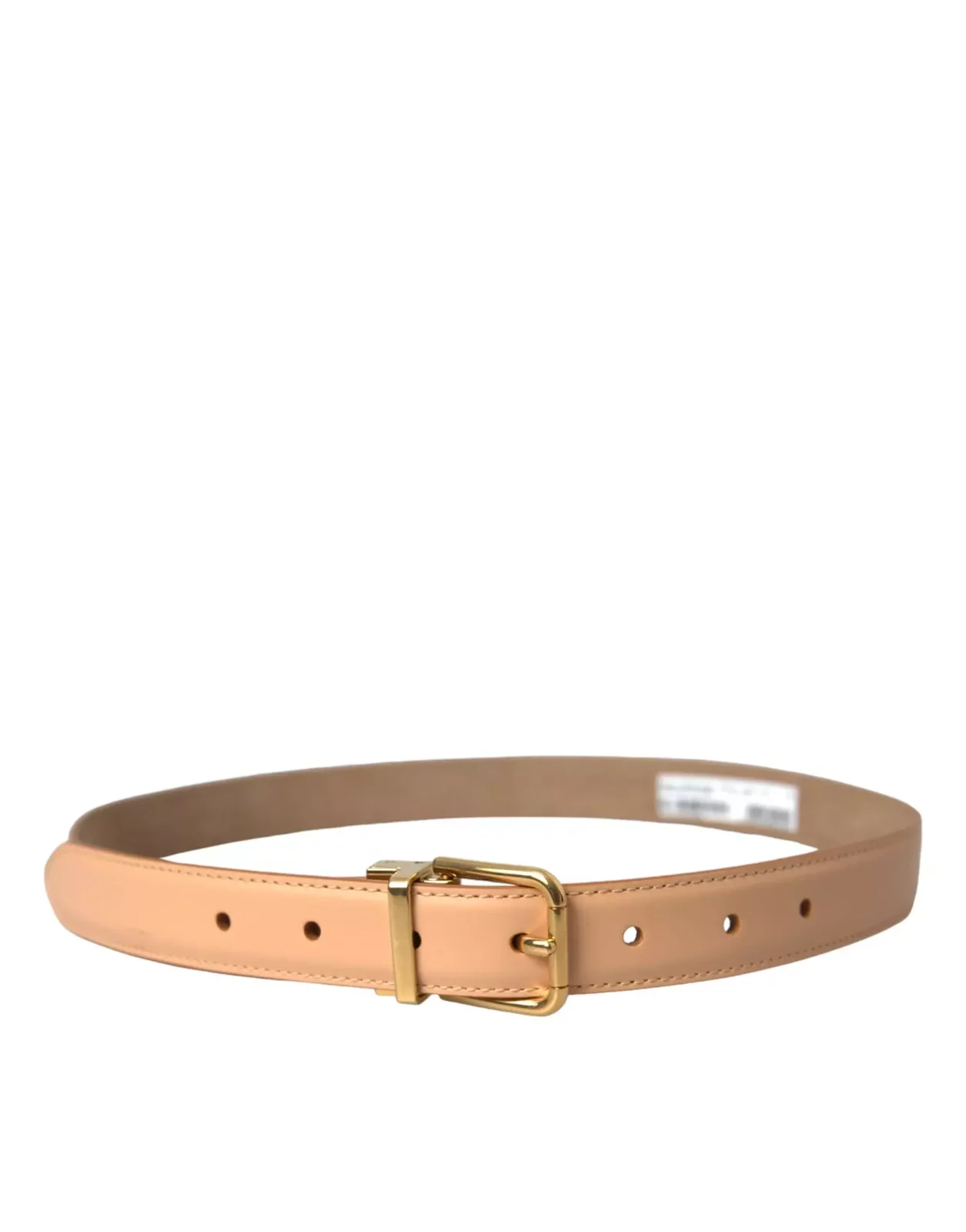 Beige Leather Belt Gold Buckle Model - Beige / 80 cm / 32 Inches