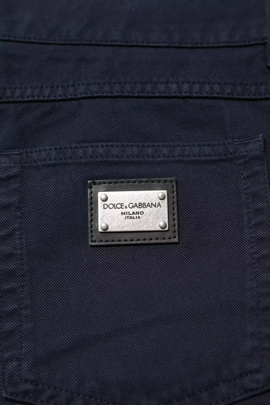 Tapered Denim Jeans with Crown Embroidery and Zipper Closure - Black / IT58 | XXL