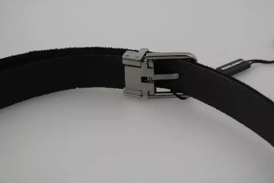 Men Black Velvet Belt Classic Style - Black / 95 cm / 38 Inches