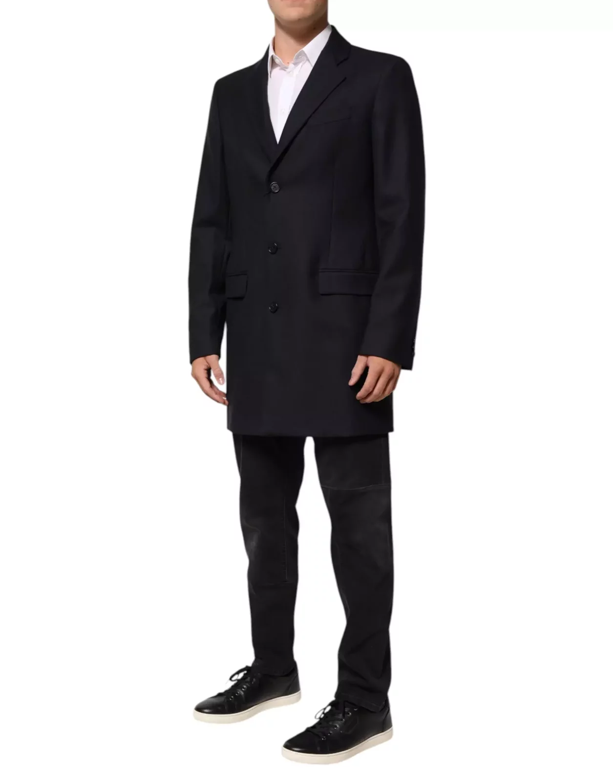 Wool Jacket Coat Blazer Suit - Blue / IT50 | L