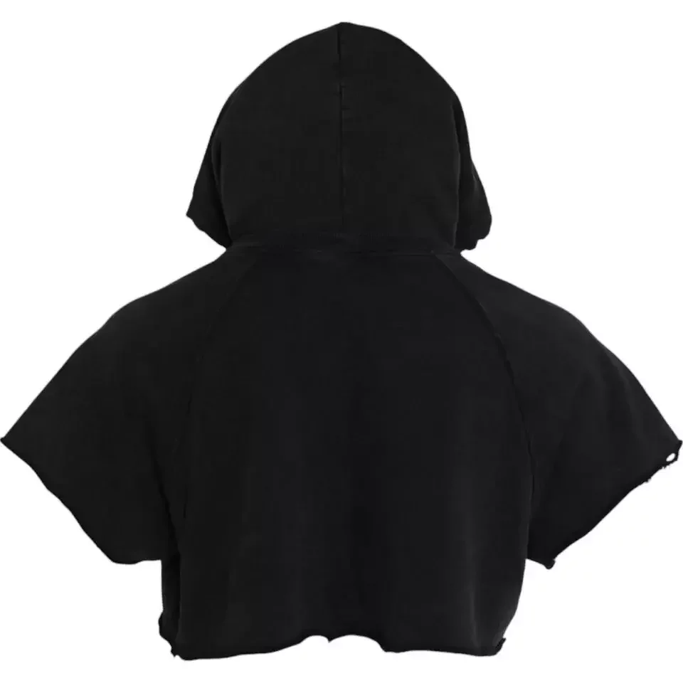 Dolce Gabbana Cropped Hoodie Short Sleeves - Black / IT48 | M