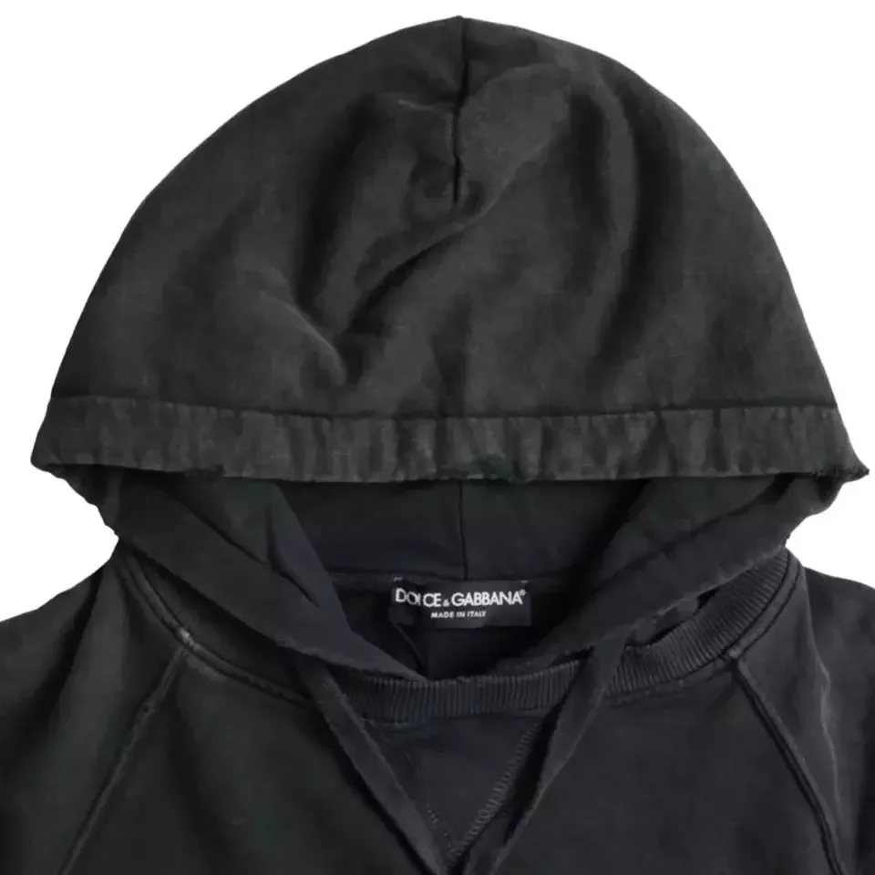Dolce Gabbana Cropped Hoodie Short Sleeves - Black / IT48 | M