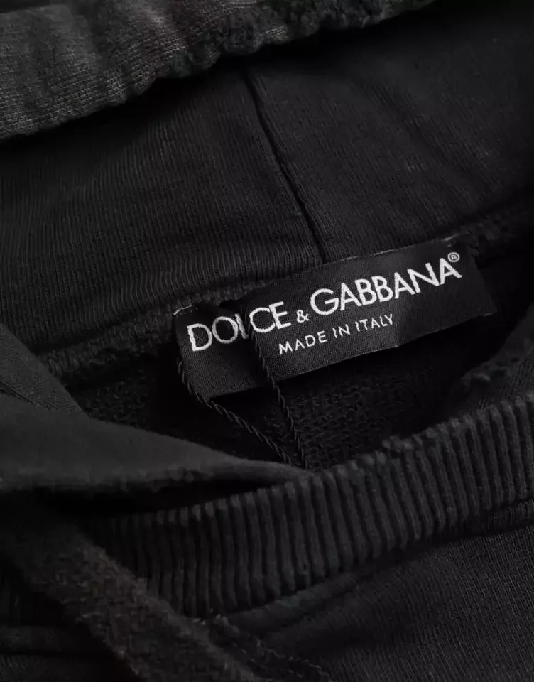 Dolce Gabbana Cropped Hoodie Short Sleeves - Black / IT48 | M