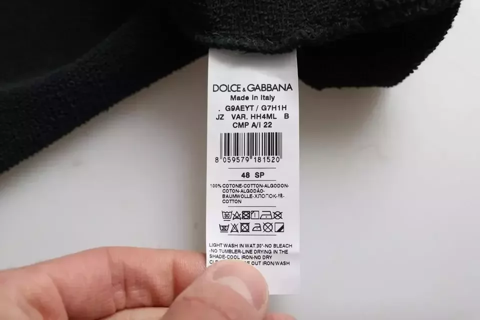 Dolce Gabbana Cropped Hoodie Short Sleeves - Black / IT48 | M