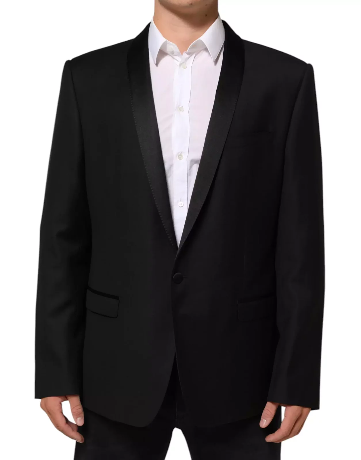 Wool Gold 1 Button Suit Blazer - Black / IT56 | XXL