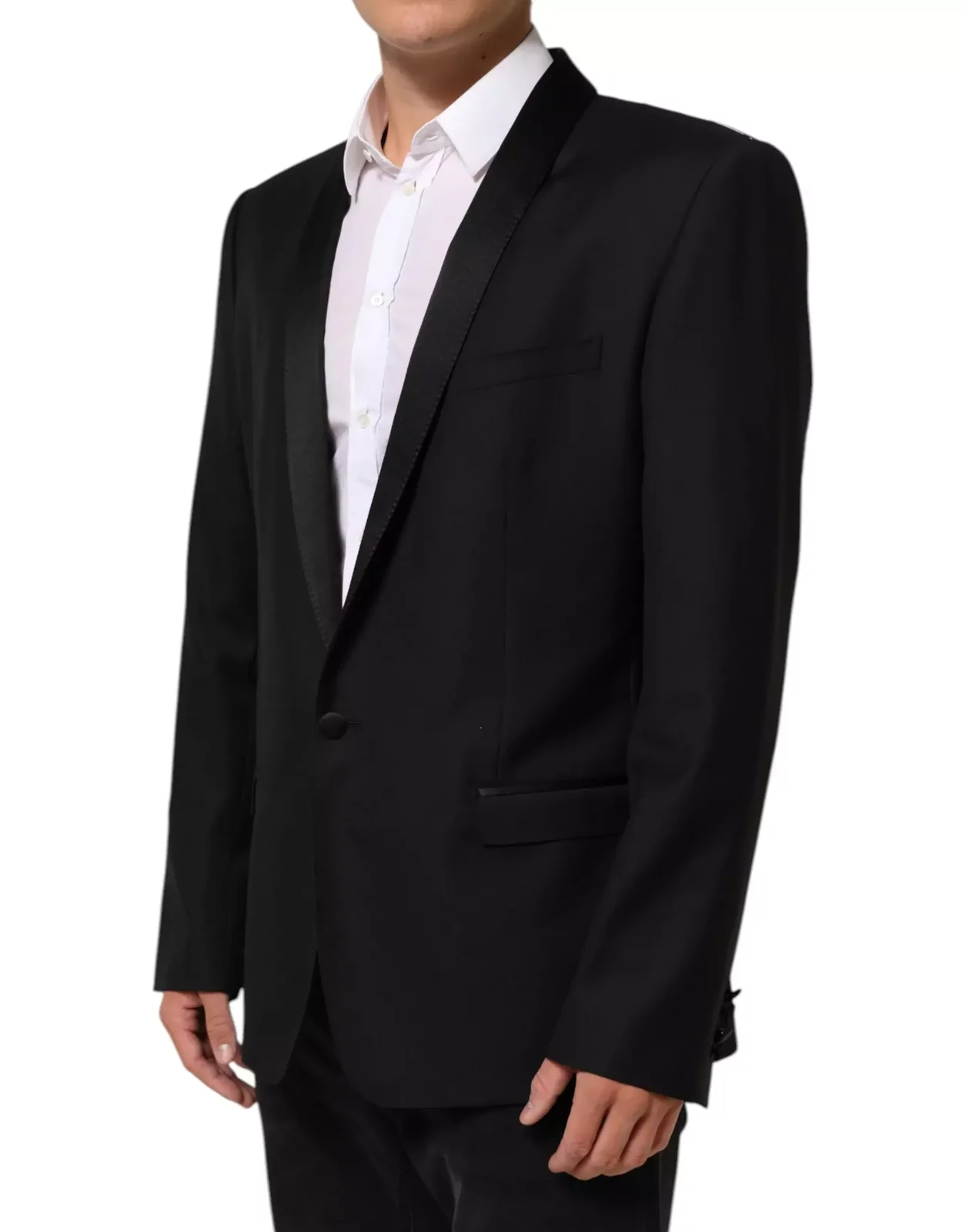 Wool Gold 1 Button Suit Blazer - Black / IT56 | XXL