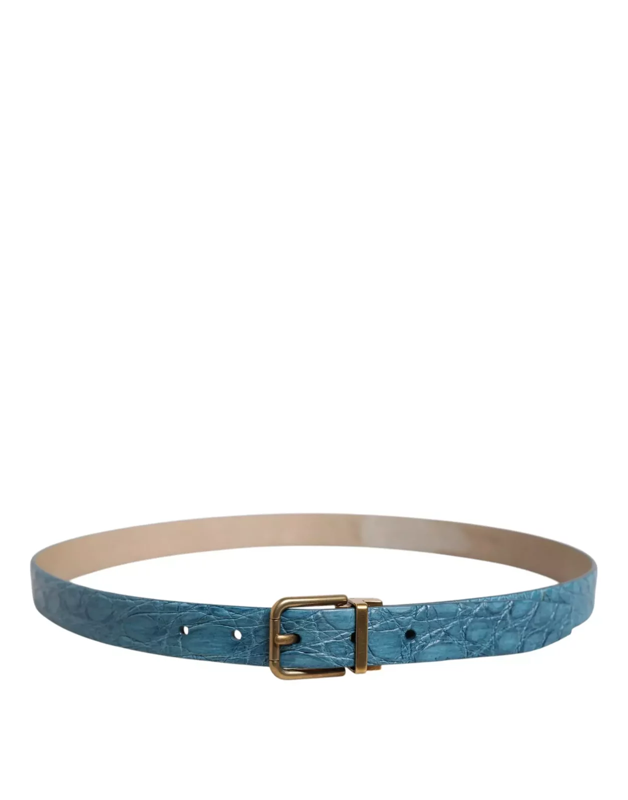Leather Classic Gold Metal Buckle Belt - Blue / 95 cm / 38 Inches