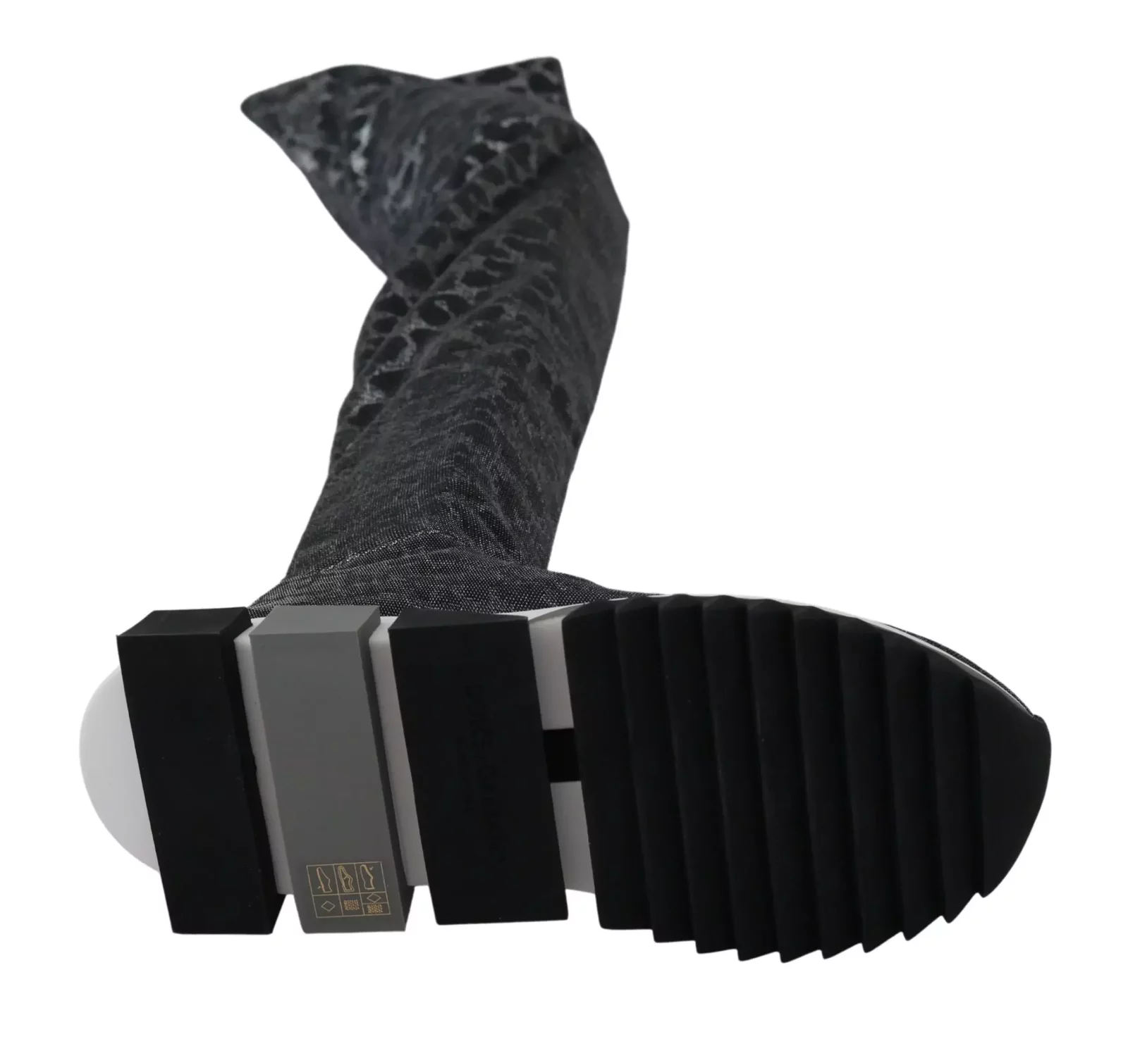 Leopard Print Sock Boots HighTop Style - Gray / EU35/US4.5