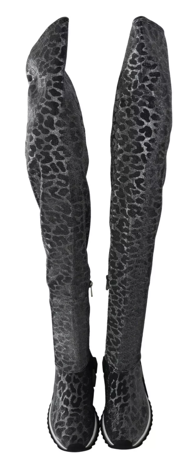 Leopard Print Sock Boots HighTop Style - Gray / EU35/US4.5