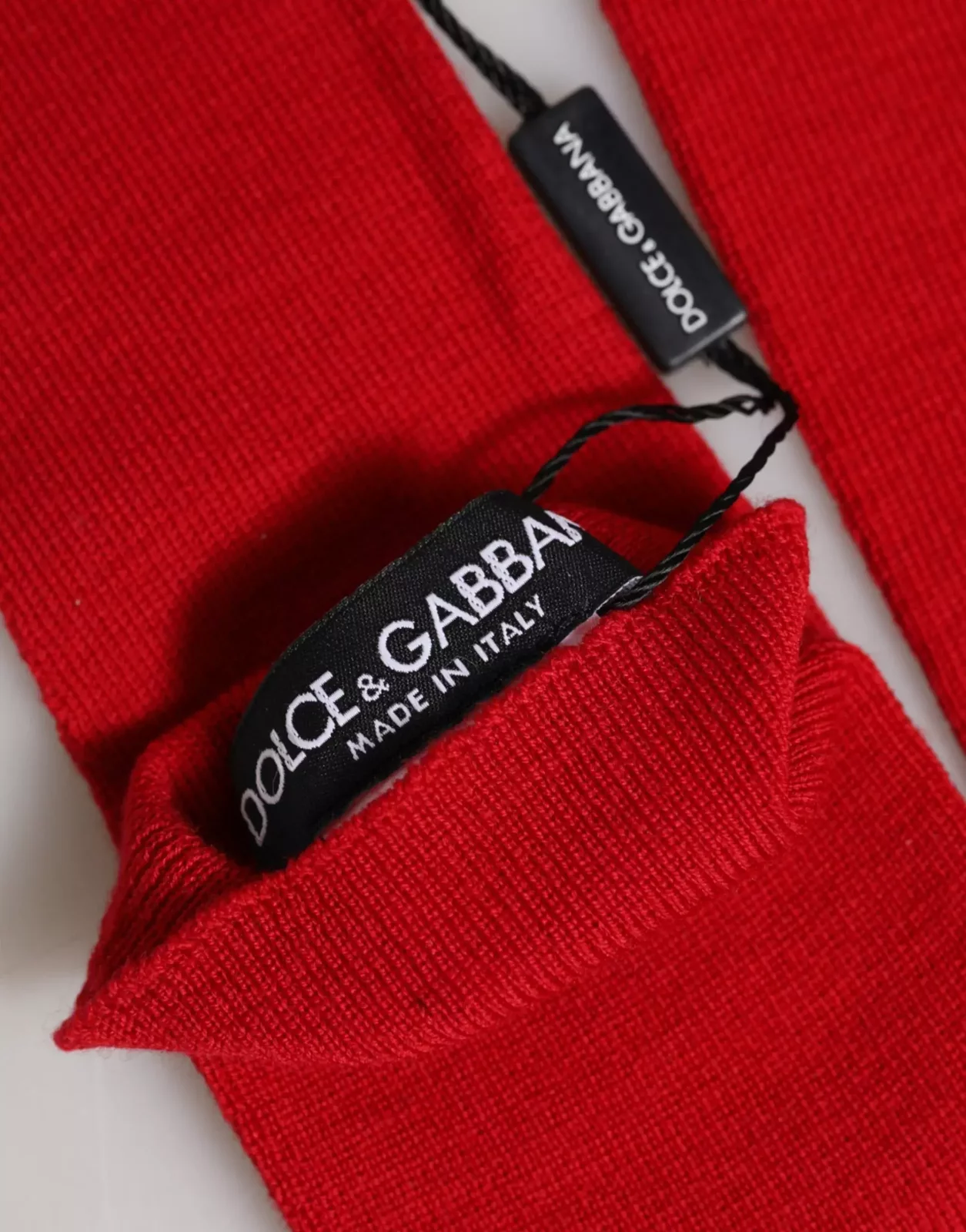 Wool Knitted Fingerless Elbow-Length Gloves - Red / One Size