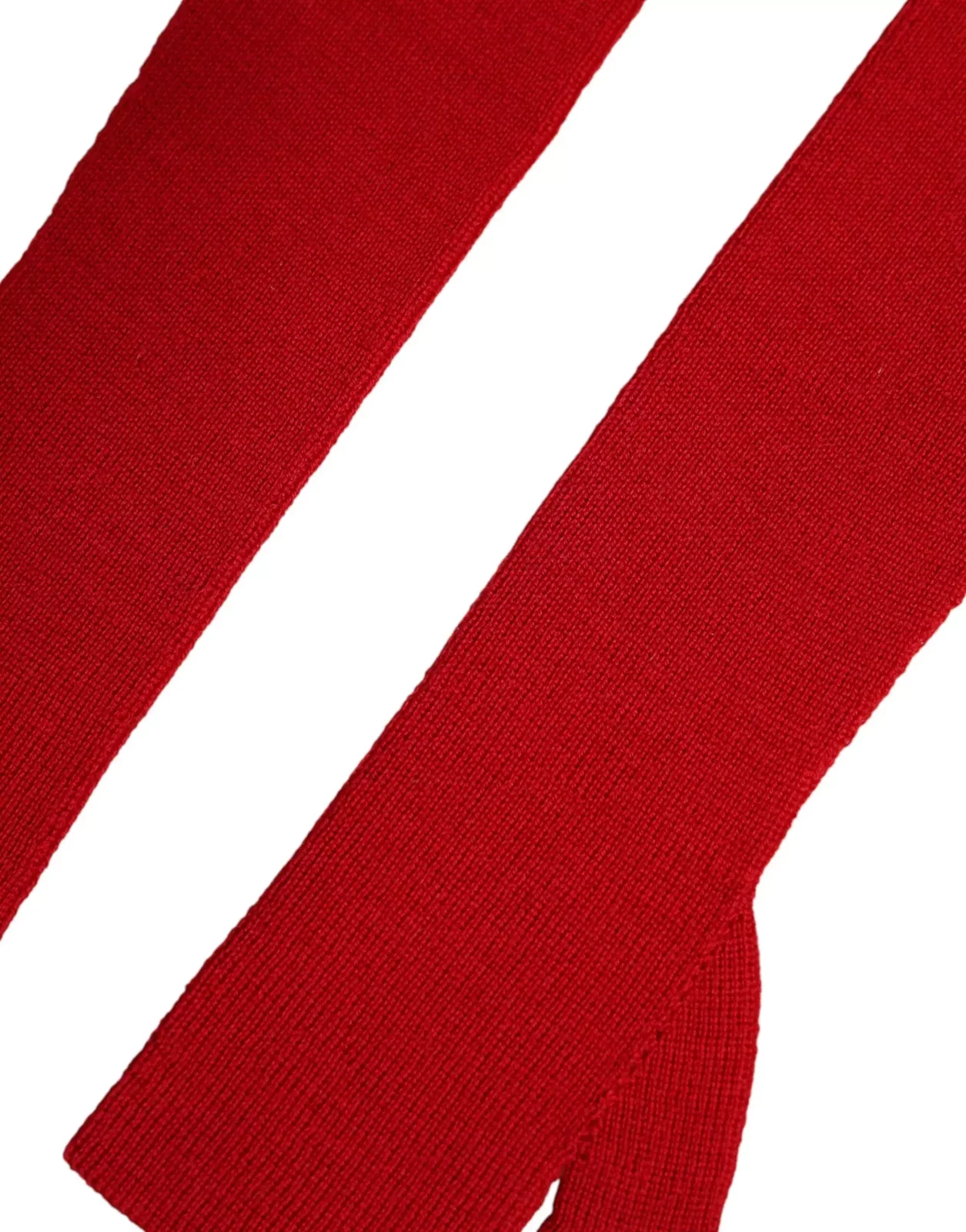 Wool Knitted Fingerless Elbow-Length Gloves - Red / One Size