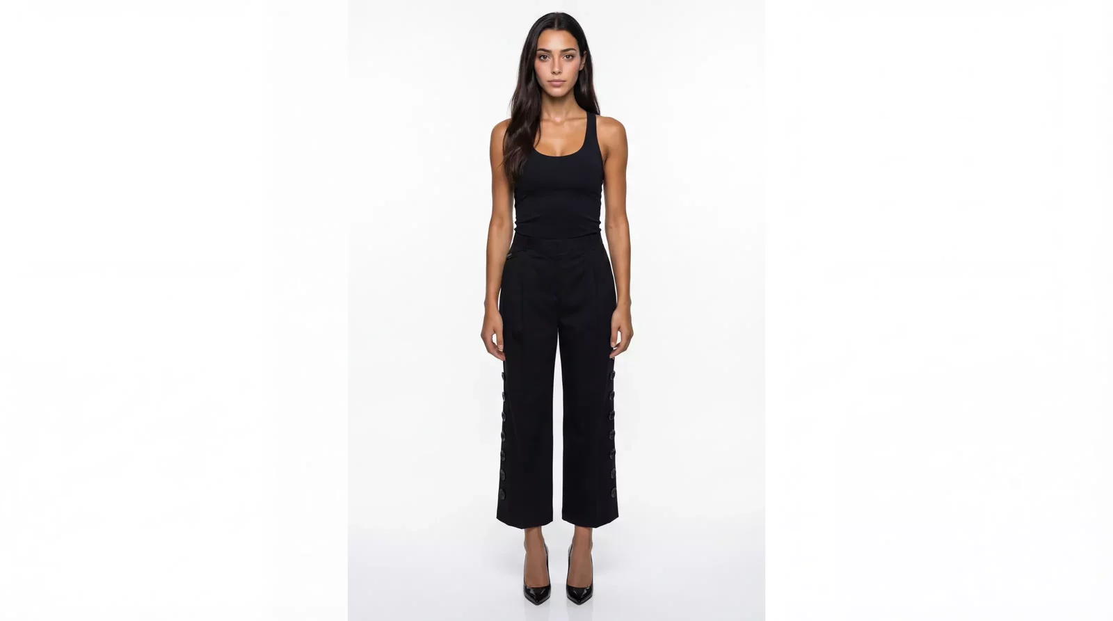 Dolce Gabbana Cropped Trousers Side Button Pants - Black / IT40|S
