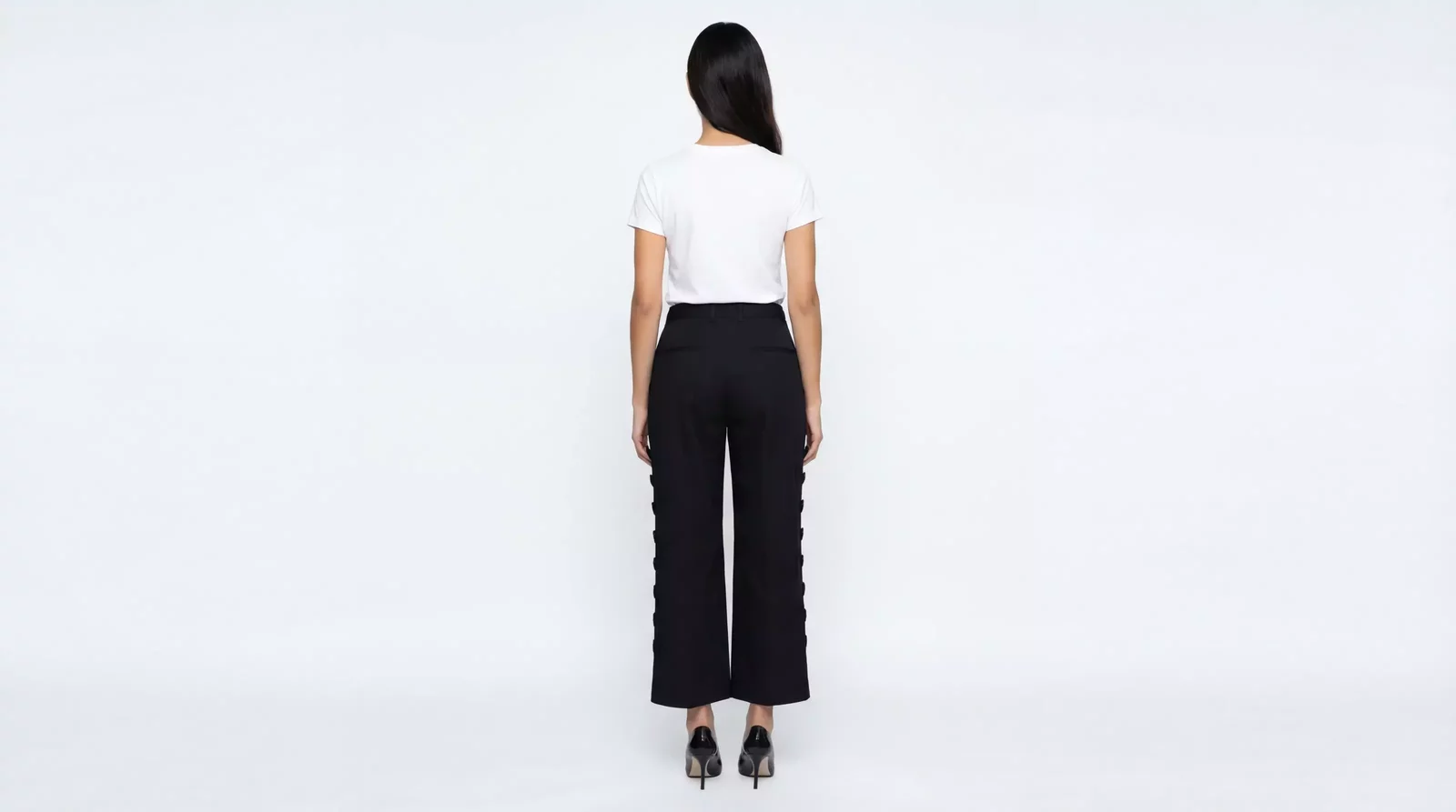 Dolce Gabbana Cropped Trousers Side Button Pants - Black / IT40|S