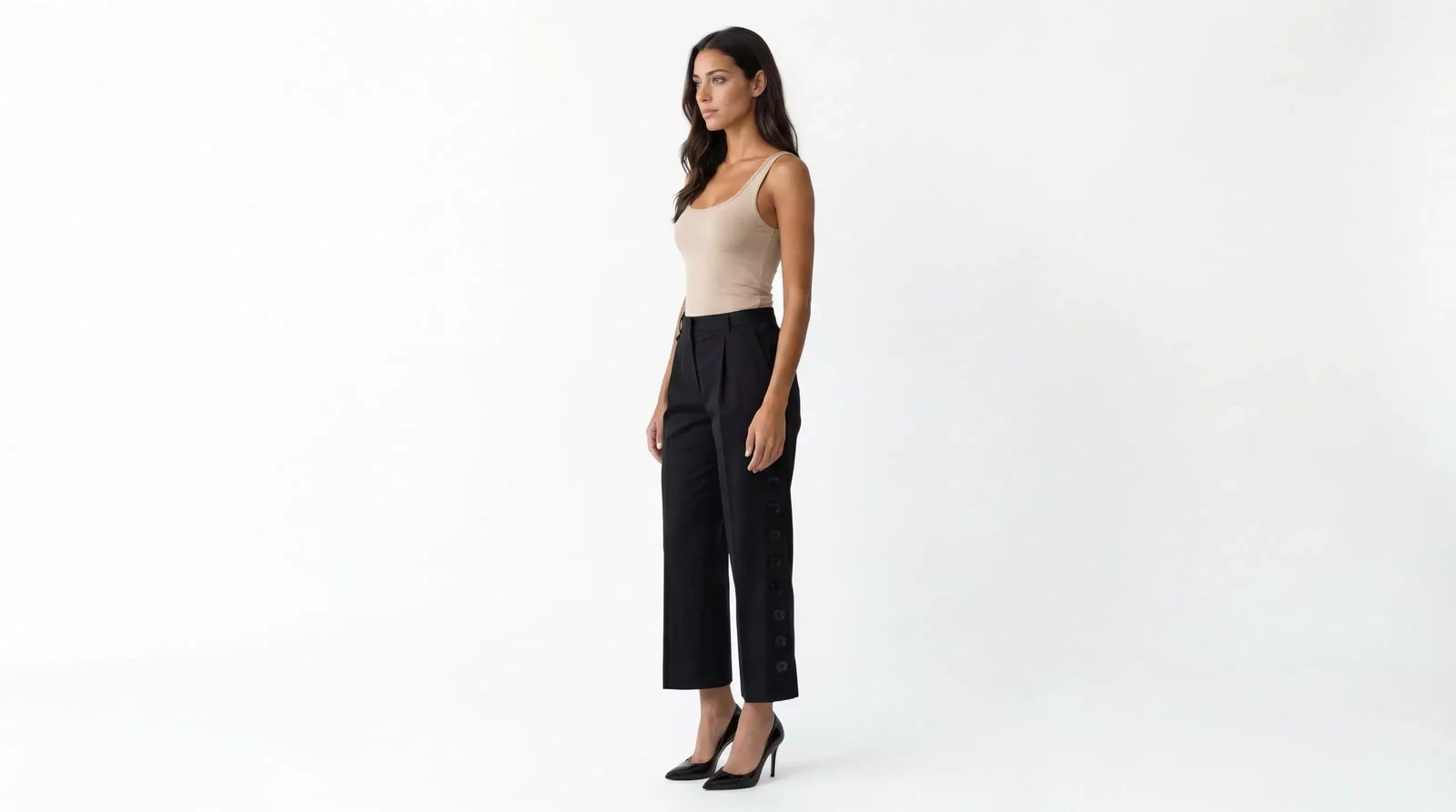 Dolce Gabbana Cropped Trousers Side Button Pants - Black / IT40|S