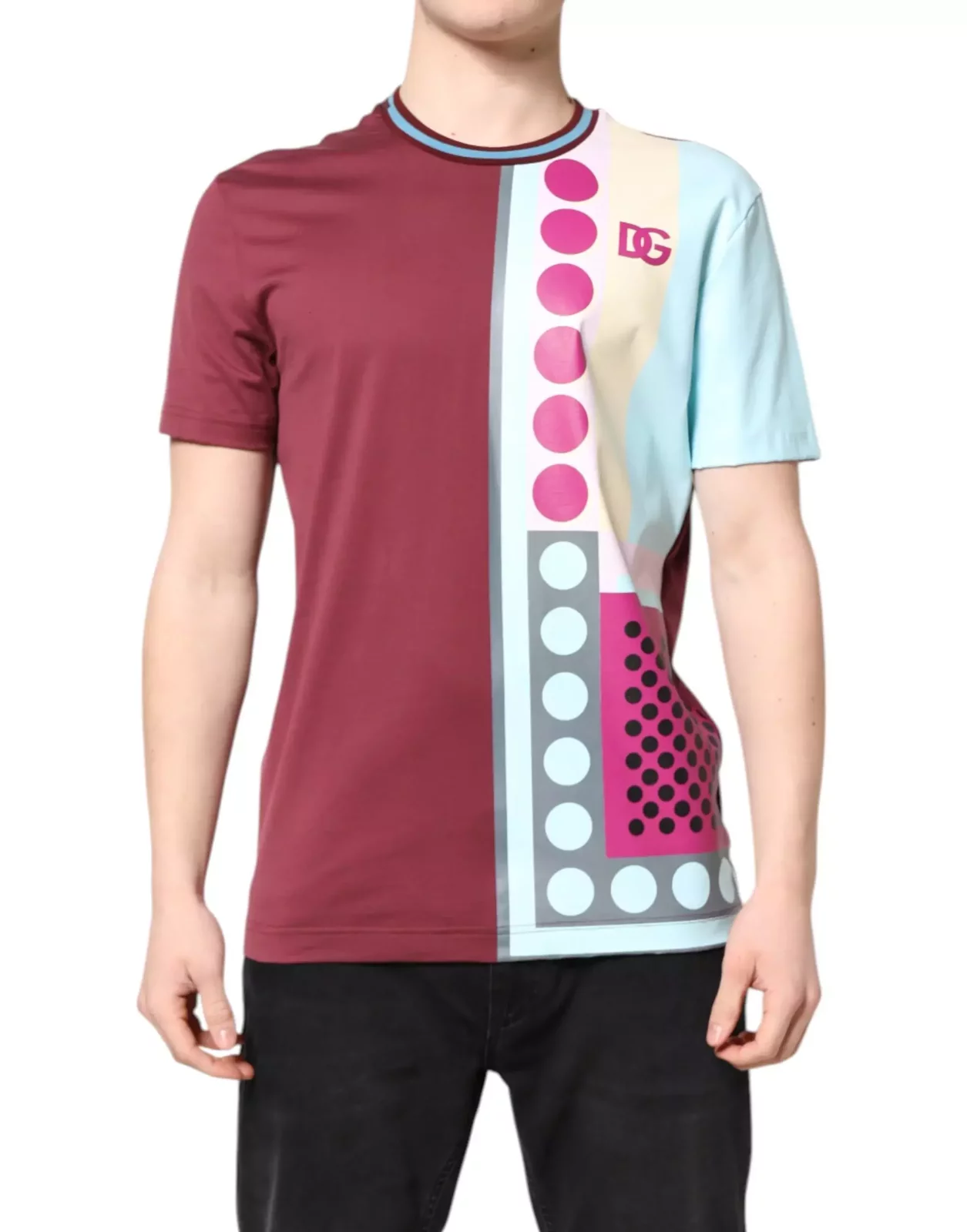Geometric Print Short Sleeve TShirt - Multicolor / IT52 | XL