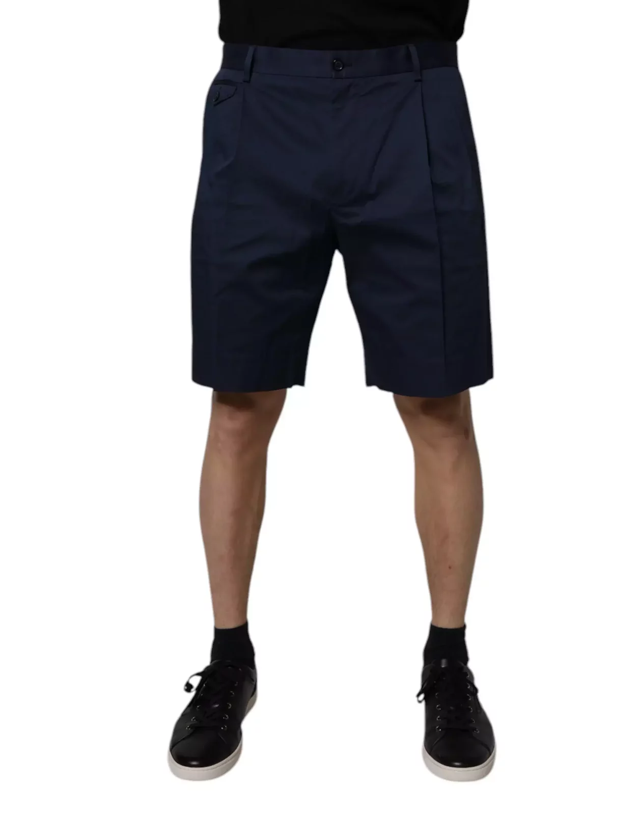 Pleated Cotton Shorts - Blue / IT44 | XS
