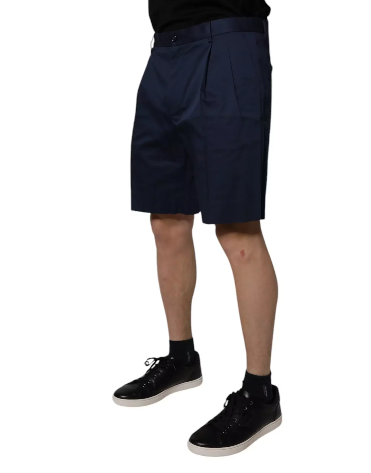 Pleated Cotton Shorts - Blue / IT52 | XL
