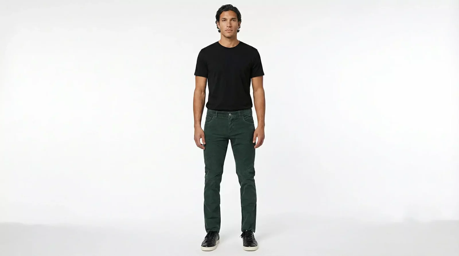 Cotton Corduroy Skinny Tapered Pants with Zipper Closure - Green / IT50 | L