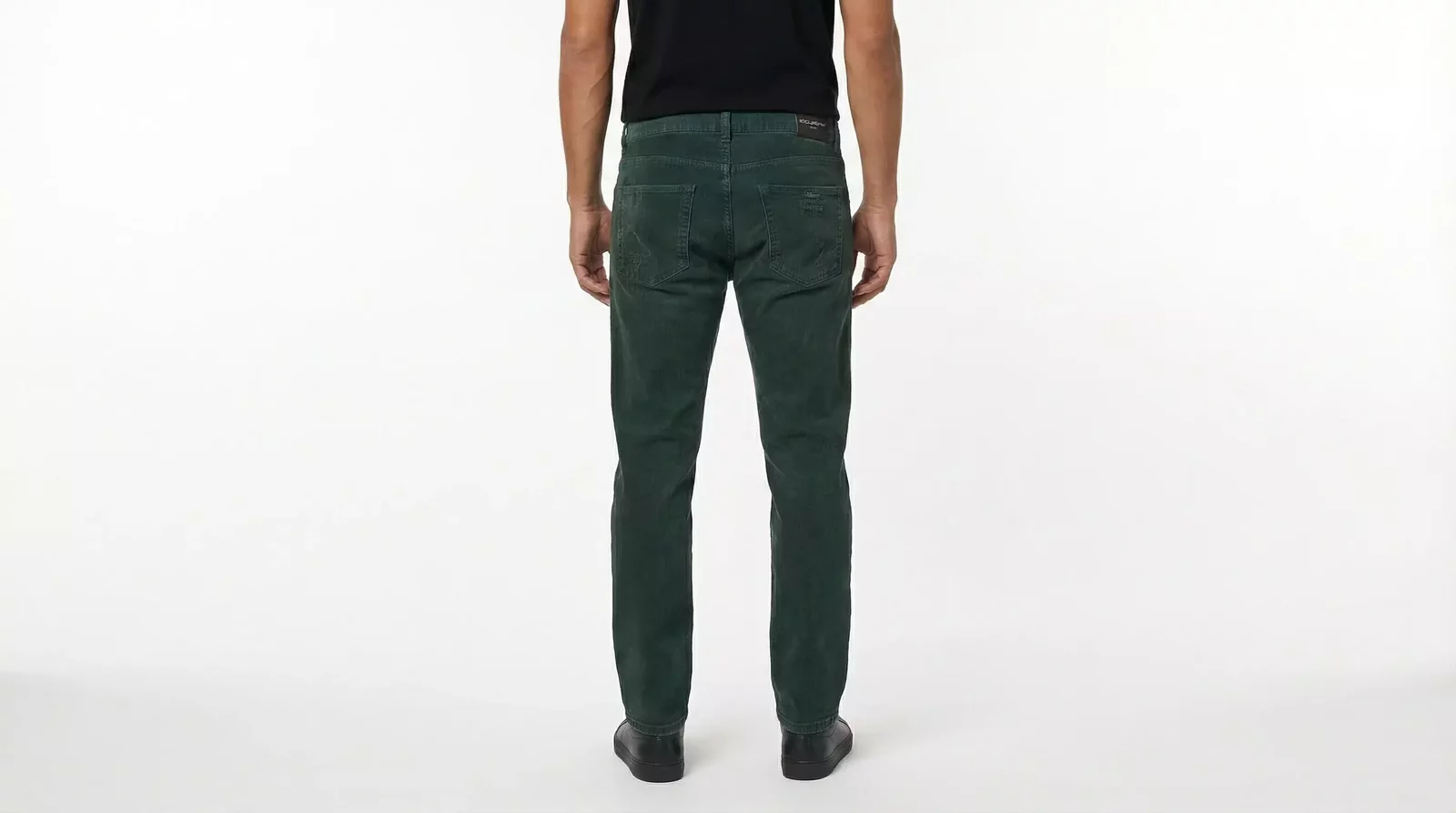 Cotton Corduroy Skinny Tapered Pants with Zipper Closure - Green / IT50 | L