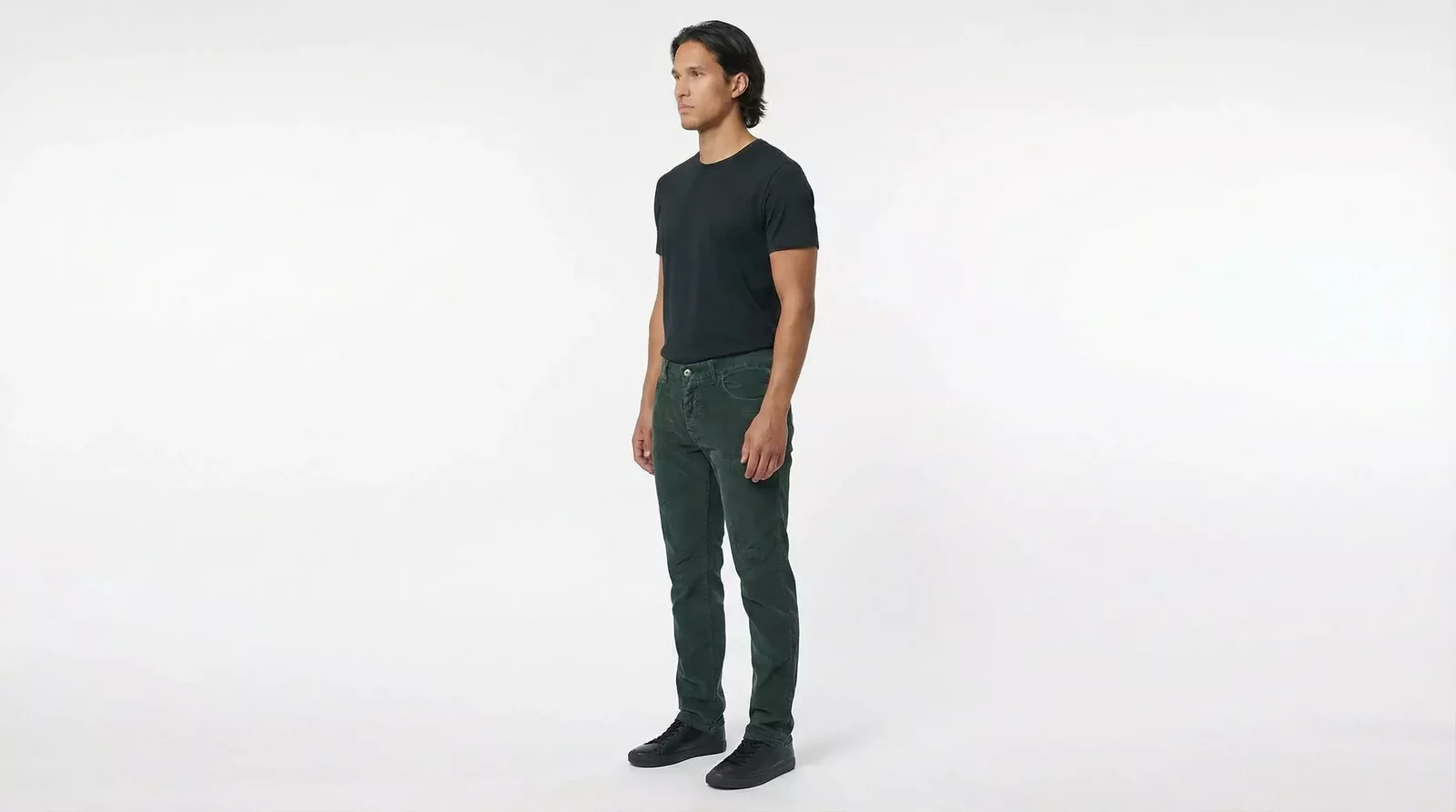 Cotton Corduroy Skinny Tapered Pants with Zipper Closure - Green / IT50 | L