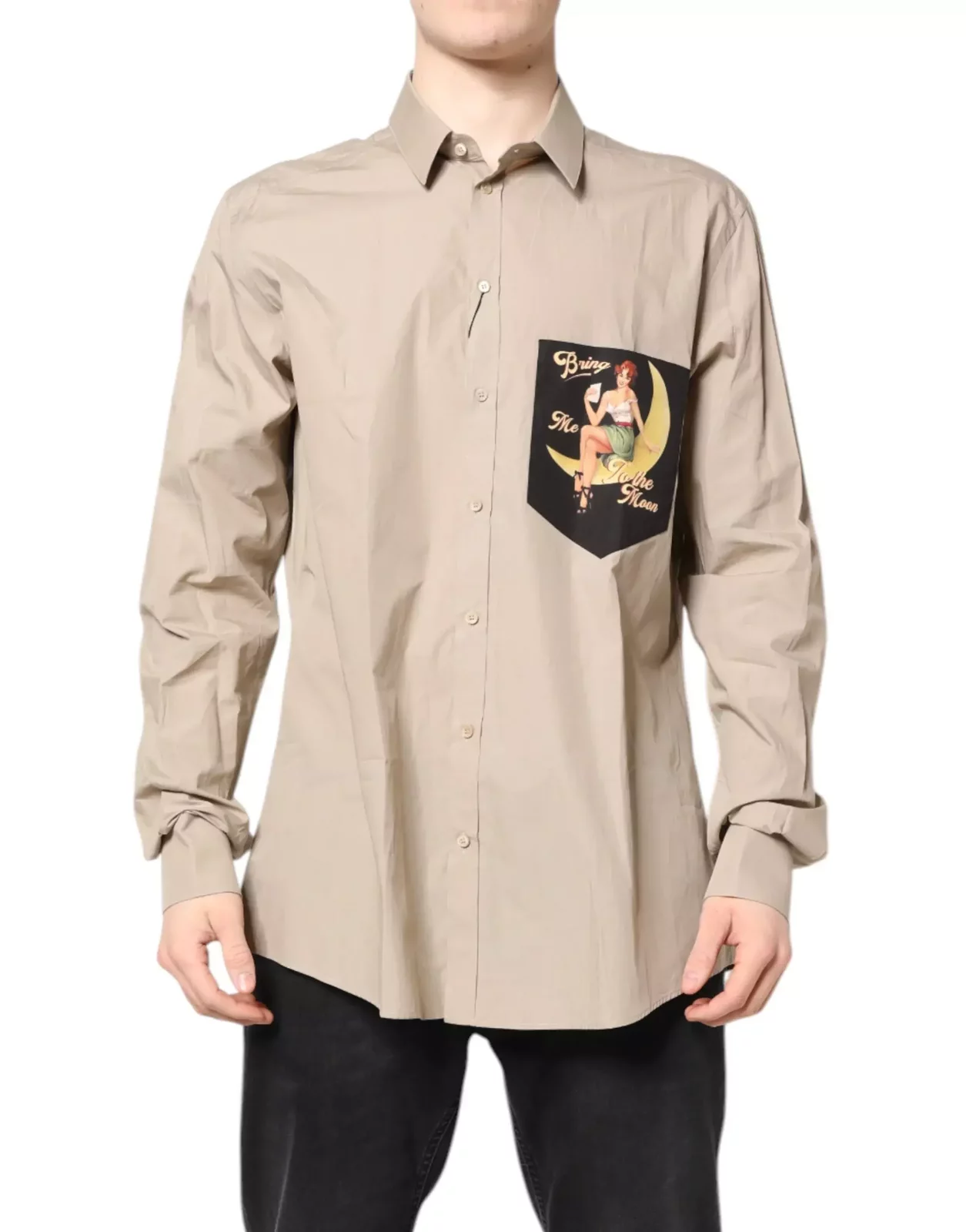 Long Sleeve Shirt with Pocket Graphic - Beige / IT45 | 3XL