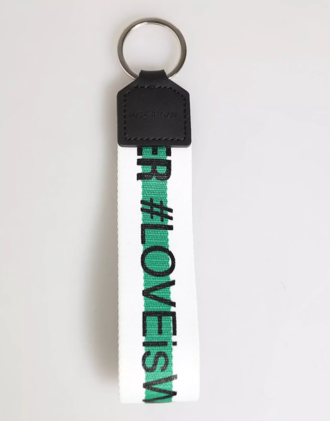 Logo Polyester Silver Brass Holder Keychain Keyring - Green