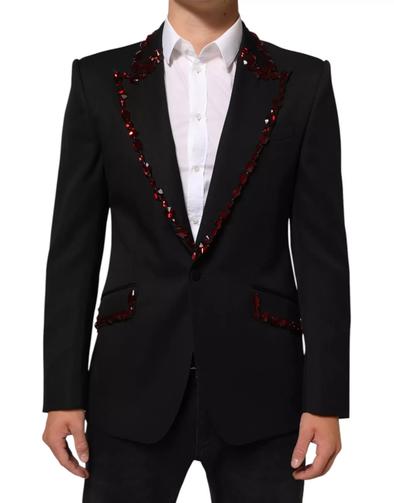 Crystal Embellished Blazer with SICILIA Detailing - Black / IT50 | L