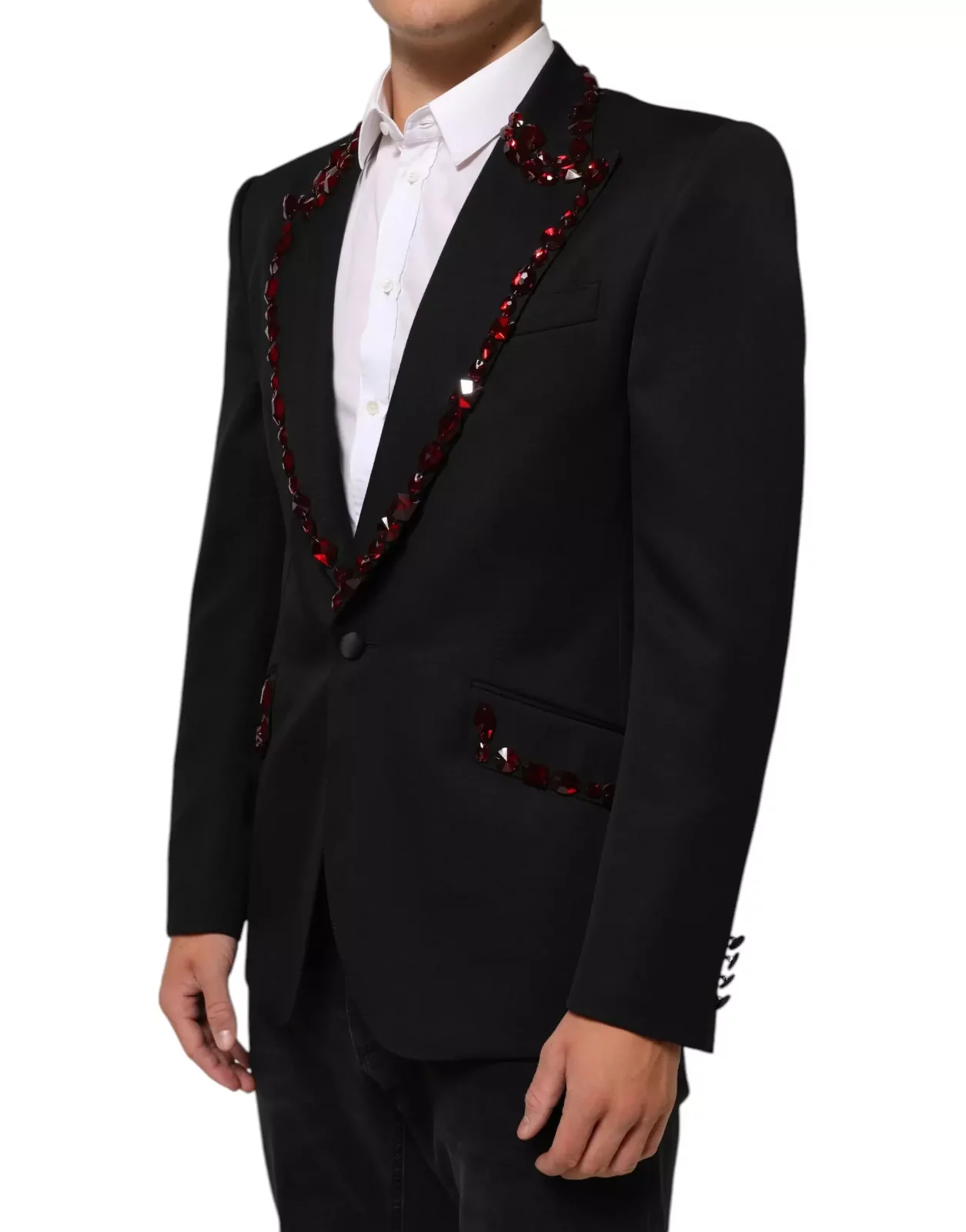 Crystal Embellished Blazer with SICILIA Detailing - Black / IT50 | L