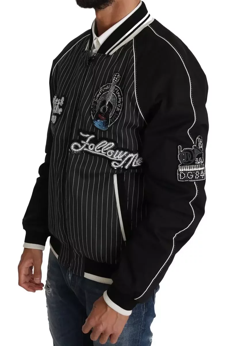 Pinstripe Bomber Jacket JKT2241 - Black / IT52 | XL