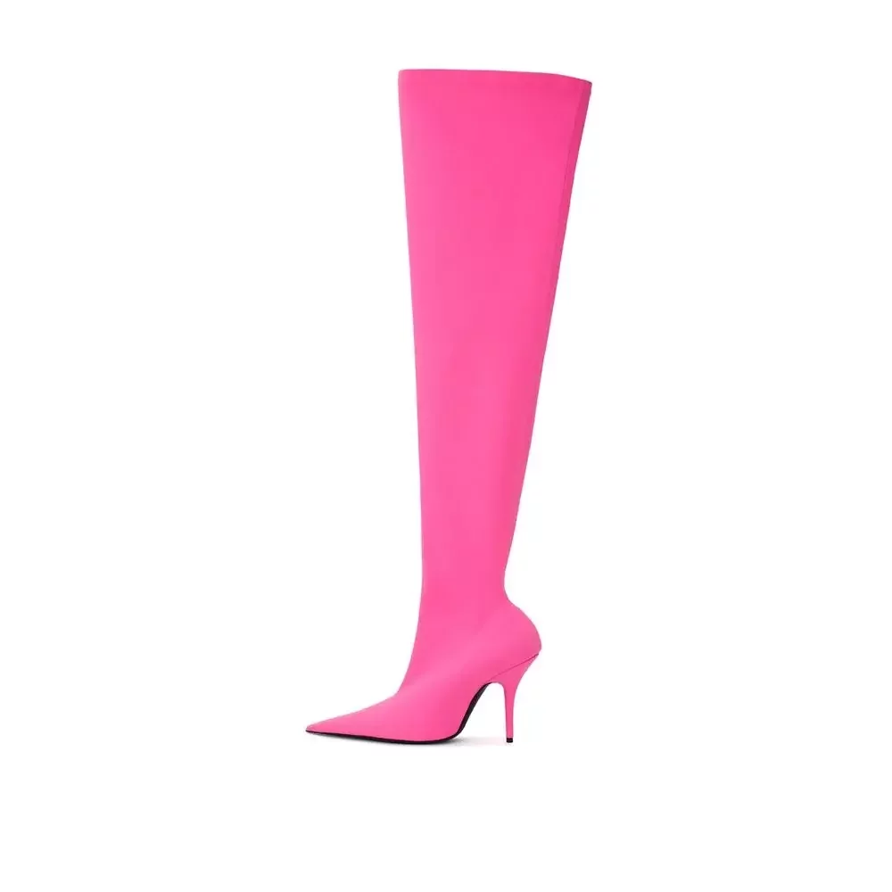 Knife Stretch Boots Pink Stilettos - Pink / EU39/US8.5