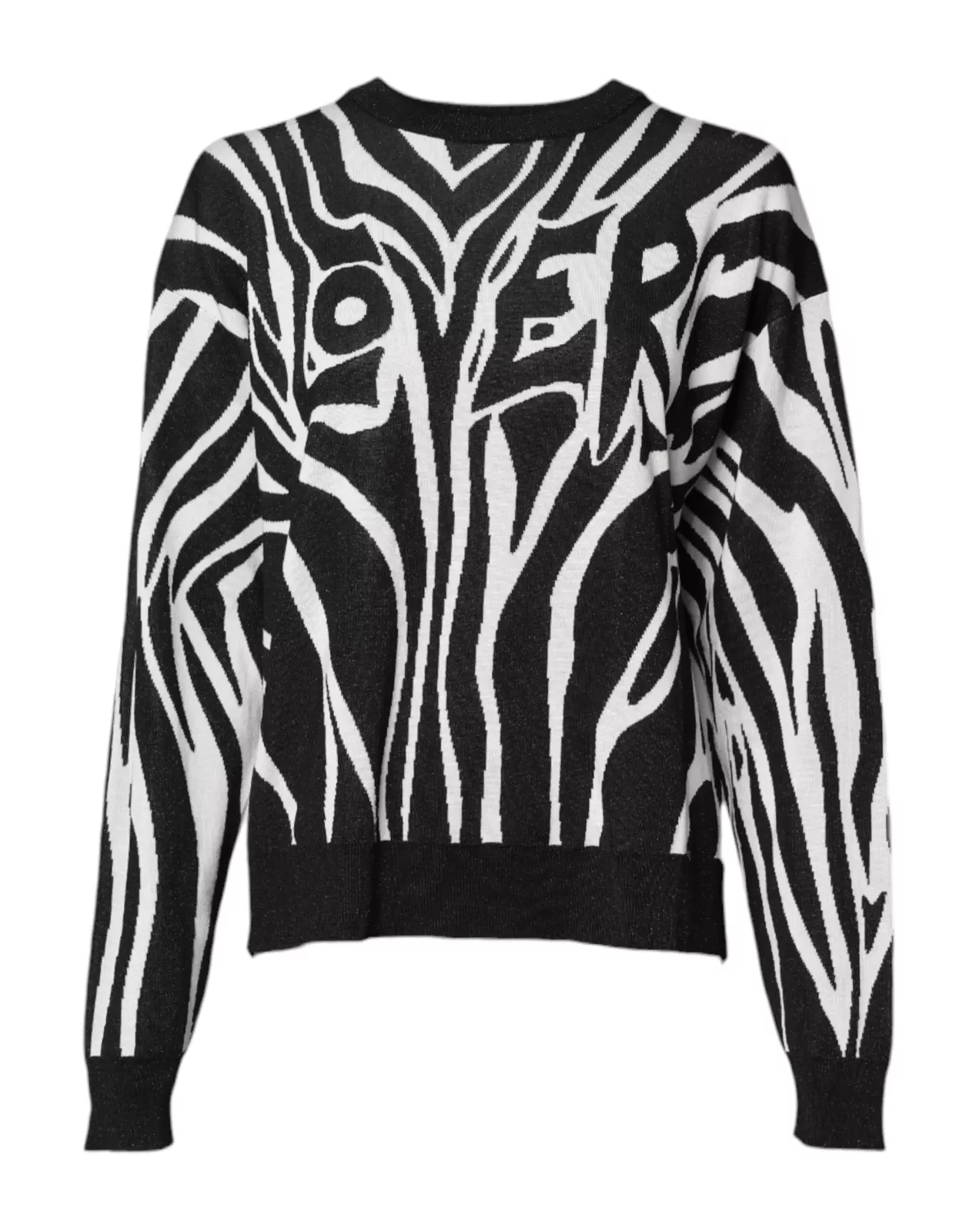 Zebra Print Knit Pullover Sweater - Black / IT40|S
