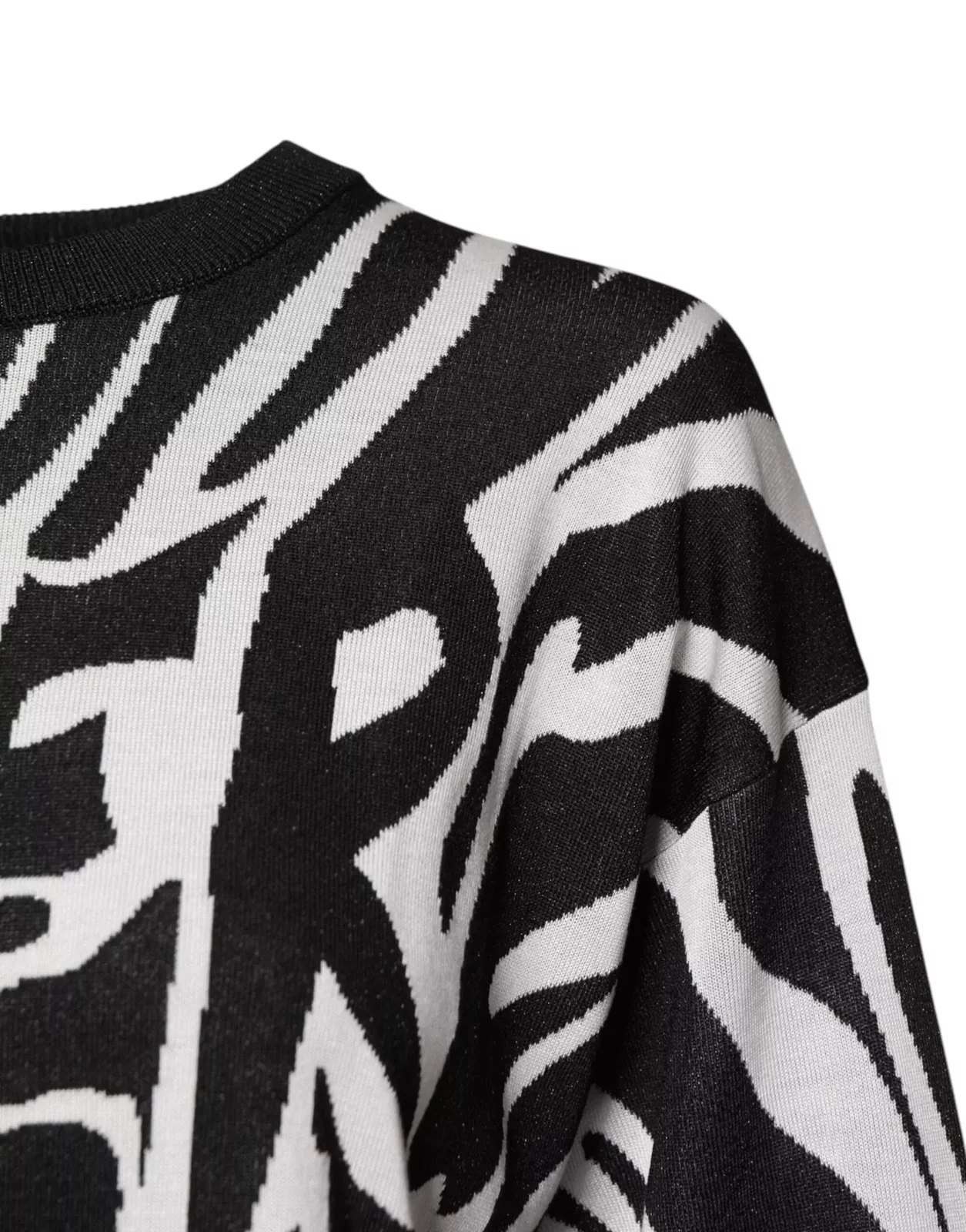 Zebra Print Knit Pullover Sweater - Black / IT40|S