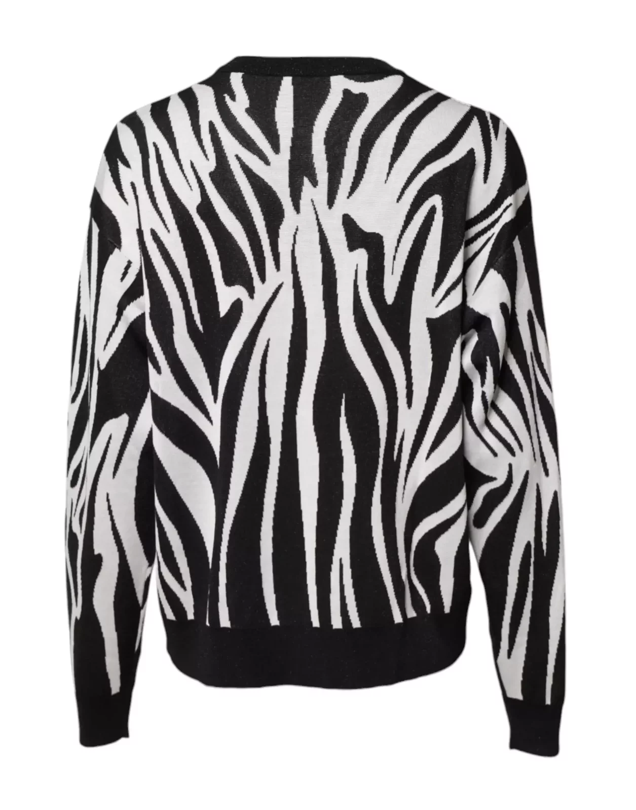 Zebra Print Knit Pullover Sweater - Black / IT40|S