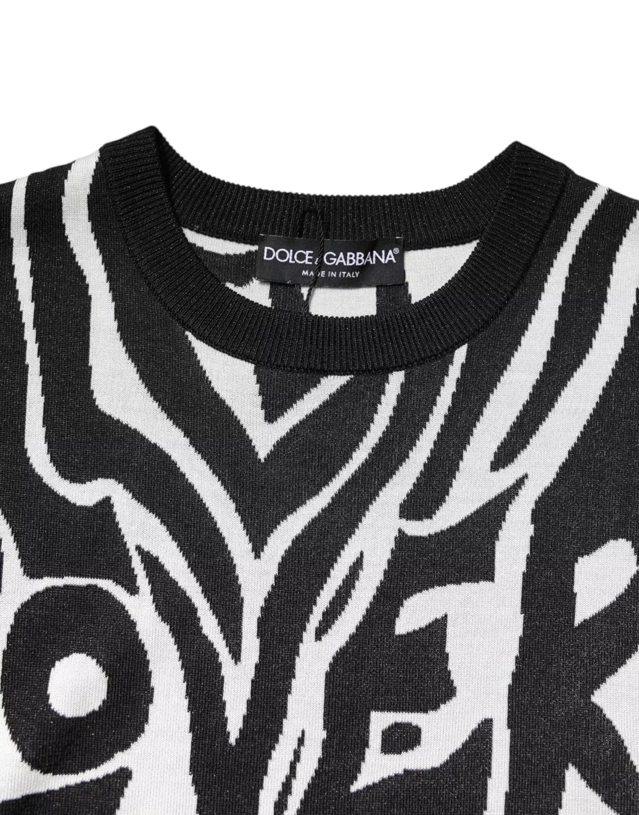 Zebra Print Knit Pullover Sweater - Black / IT40|S