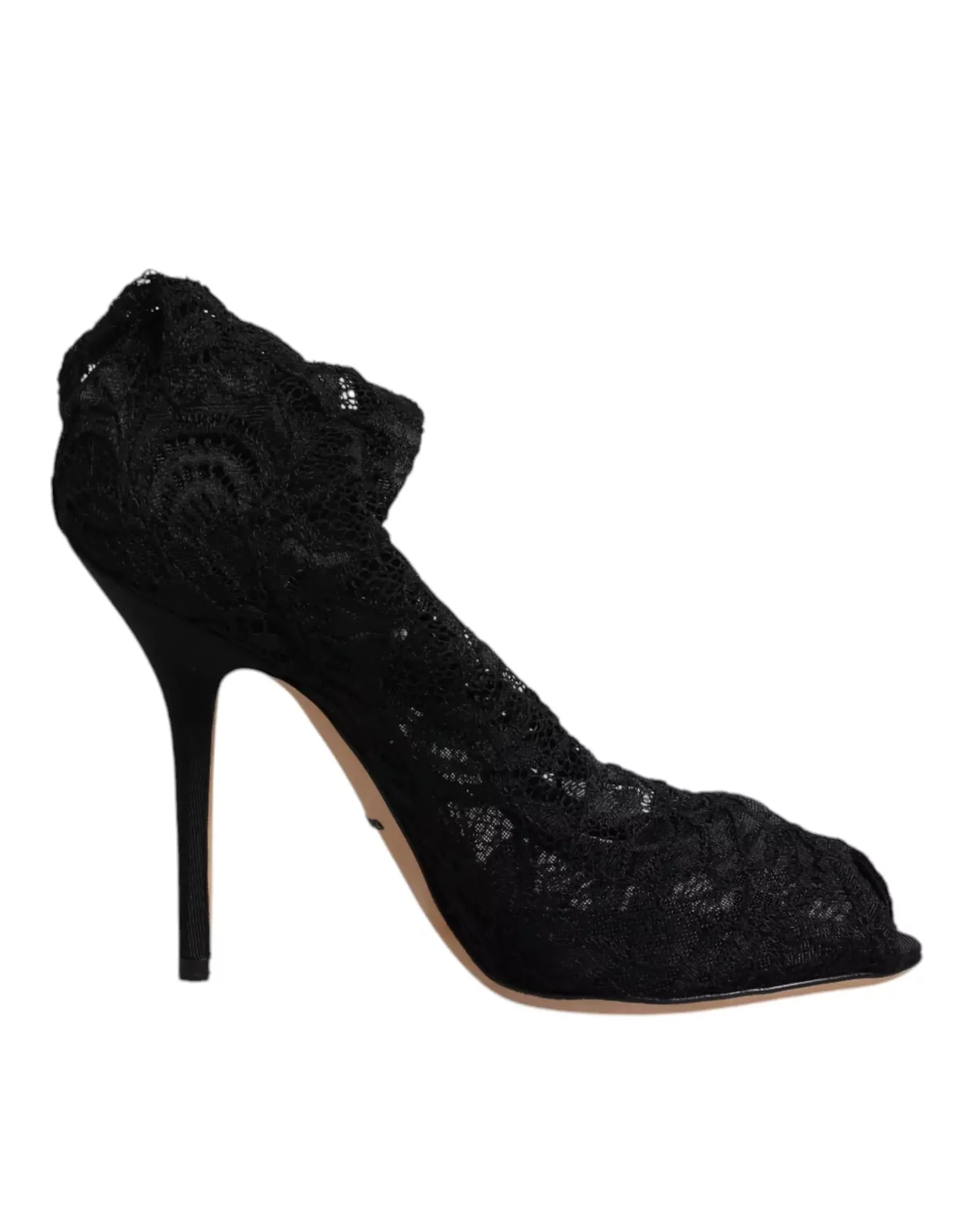 Lace Peep Toe Pumps Black Style - Black / EU37/US7
