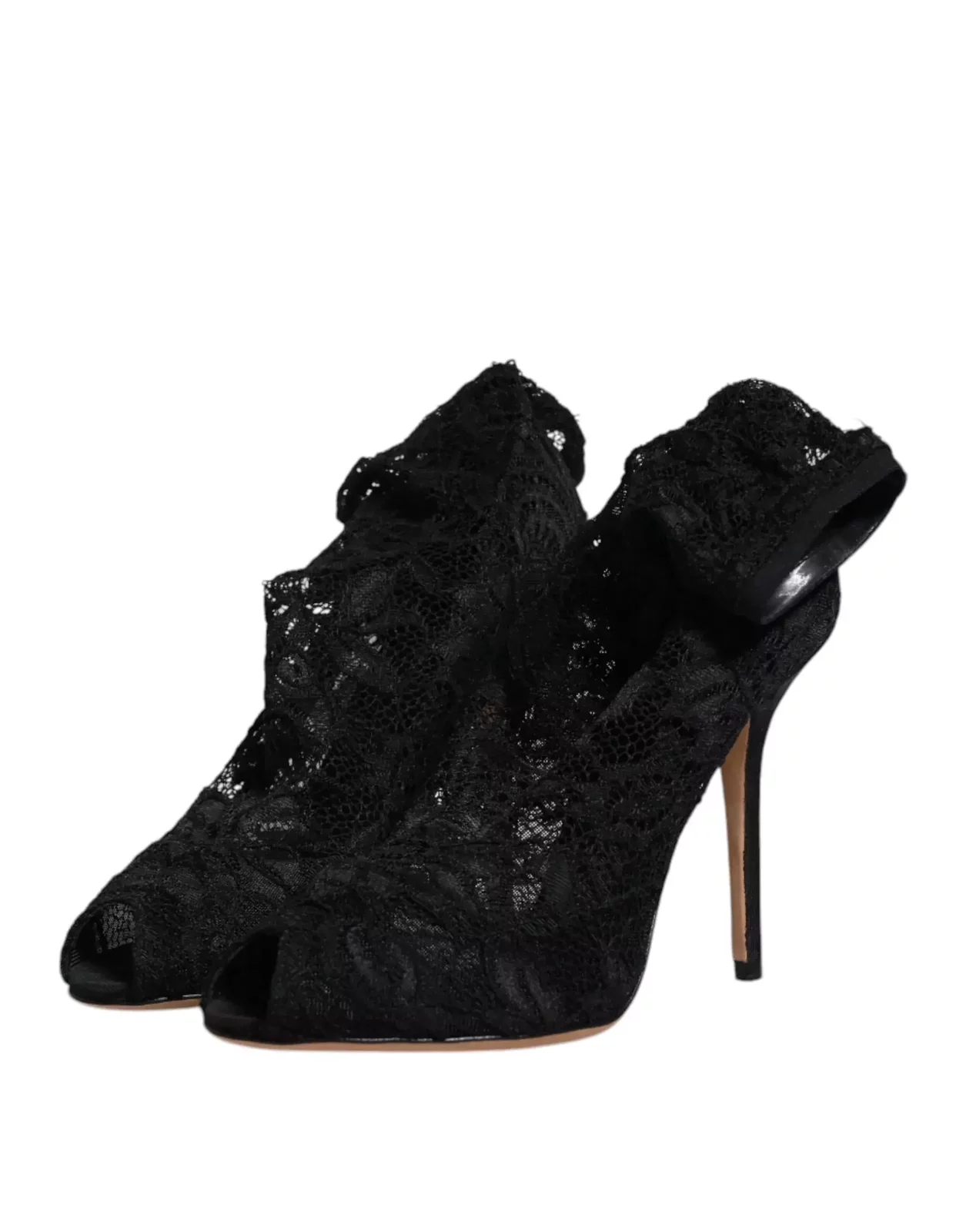 Lace Peep Toe Pumps Black Style - Black / EU37/US7