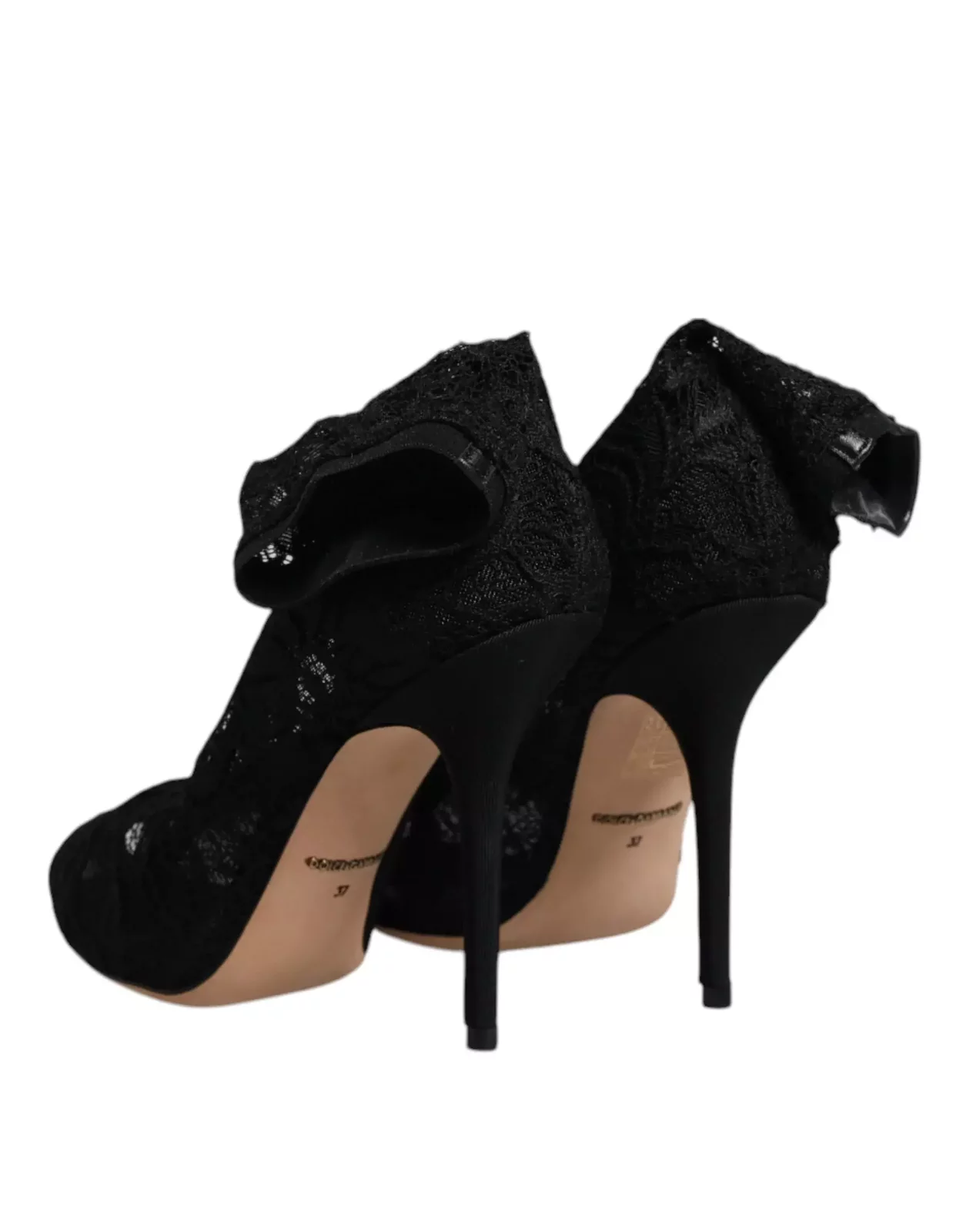 Lace Peep Toe Pumps Black Style - Black / EU37/US7