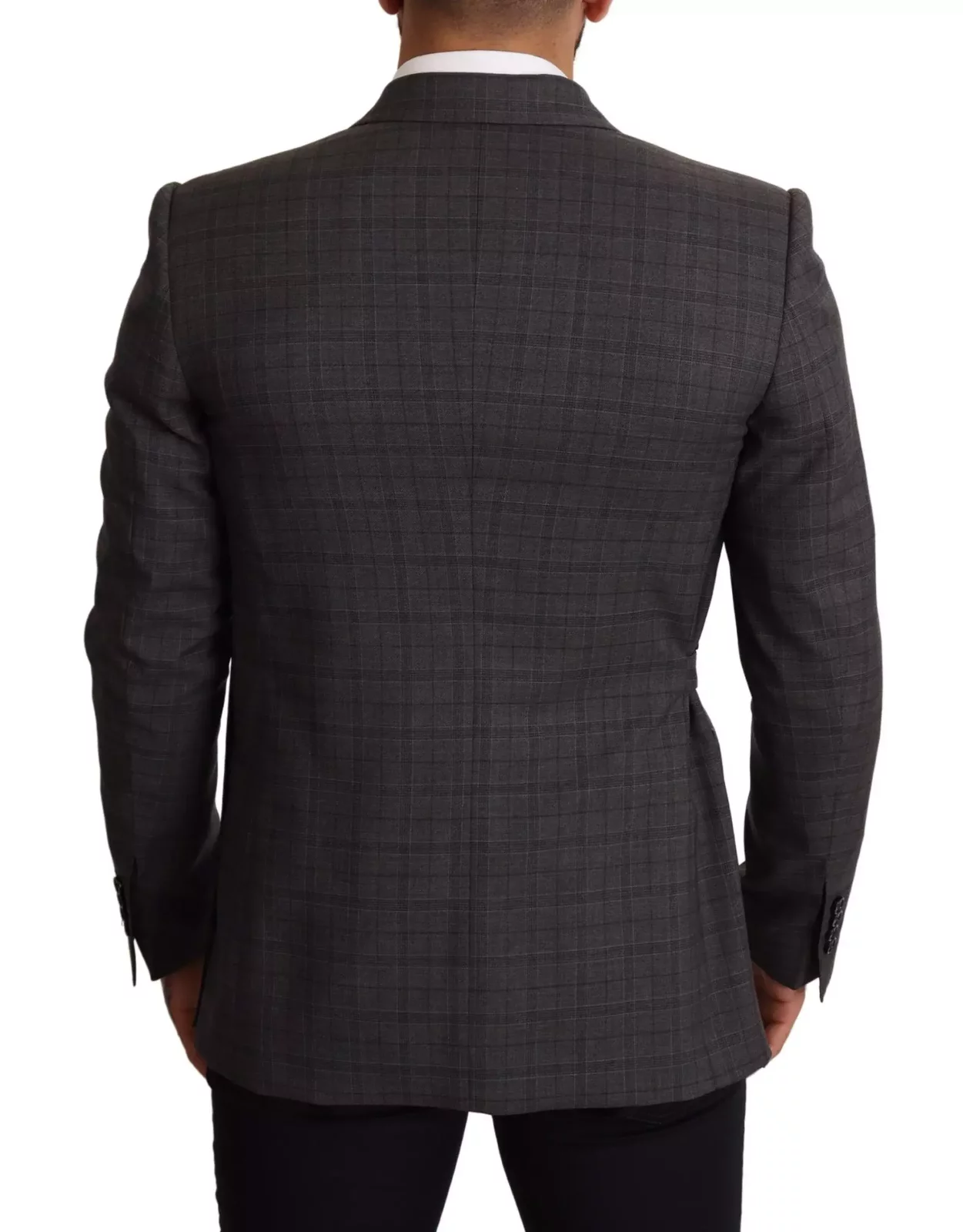 Wrap Blazer Plaid Design - Gray / IT48 | M
