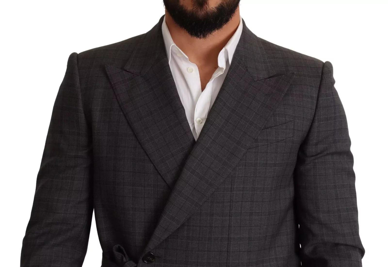 Wrap Blazer Plaid Design - Gray / IT48 | M