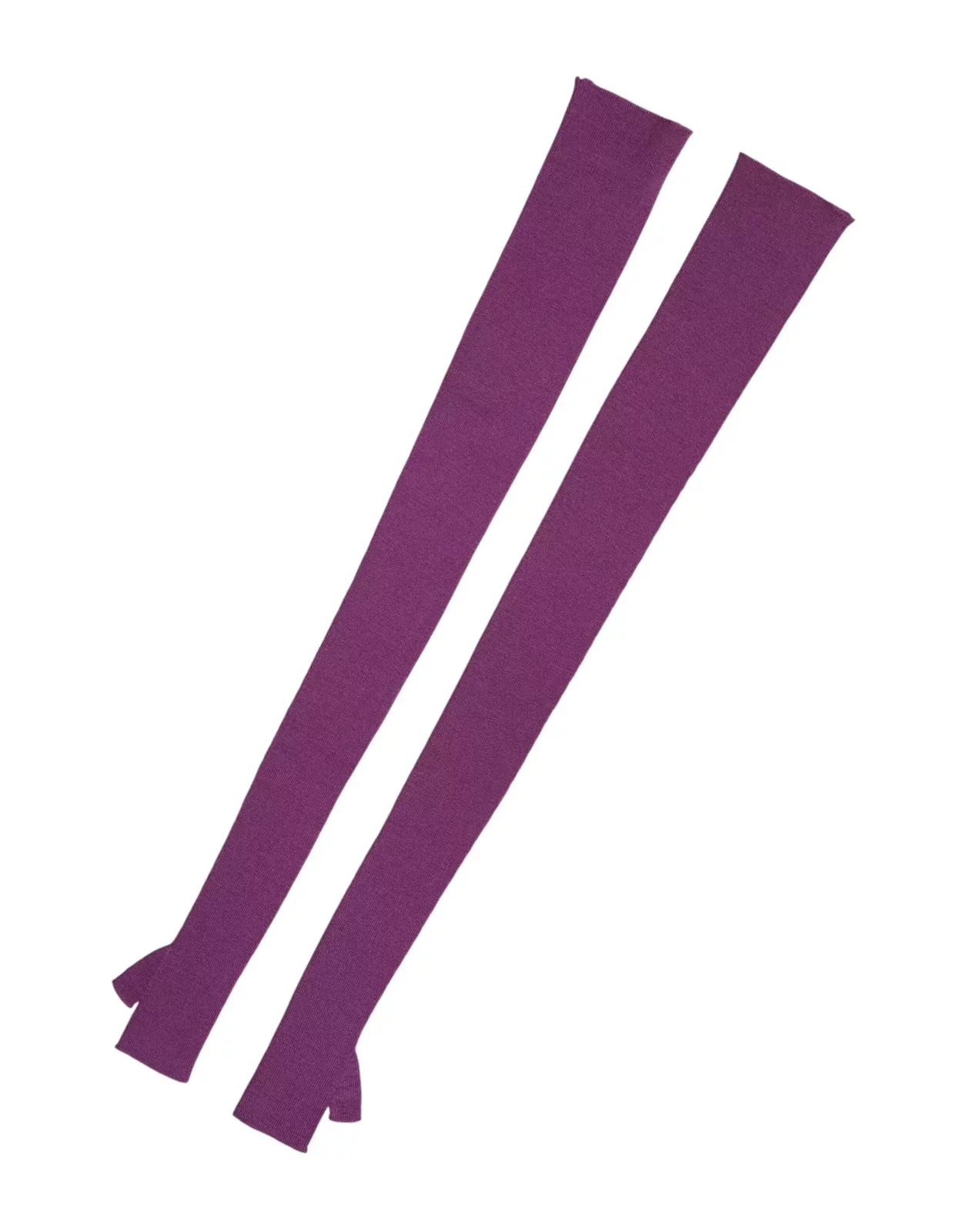 Wool Fingerless Elbow Length Gloves - Purple / One Size