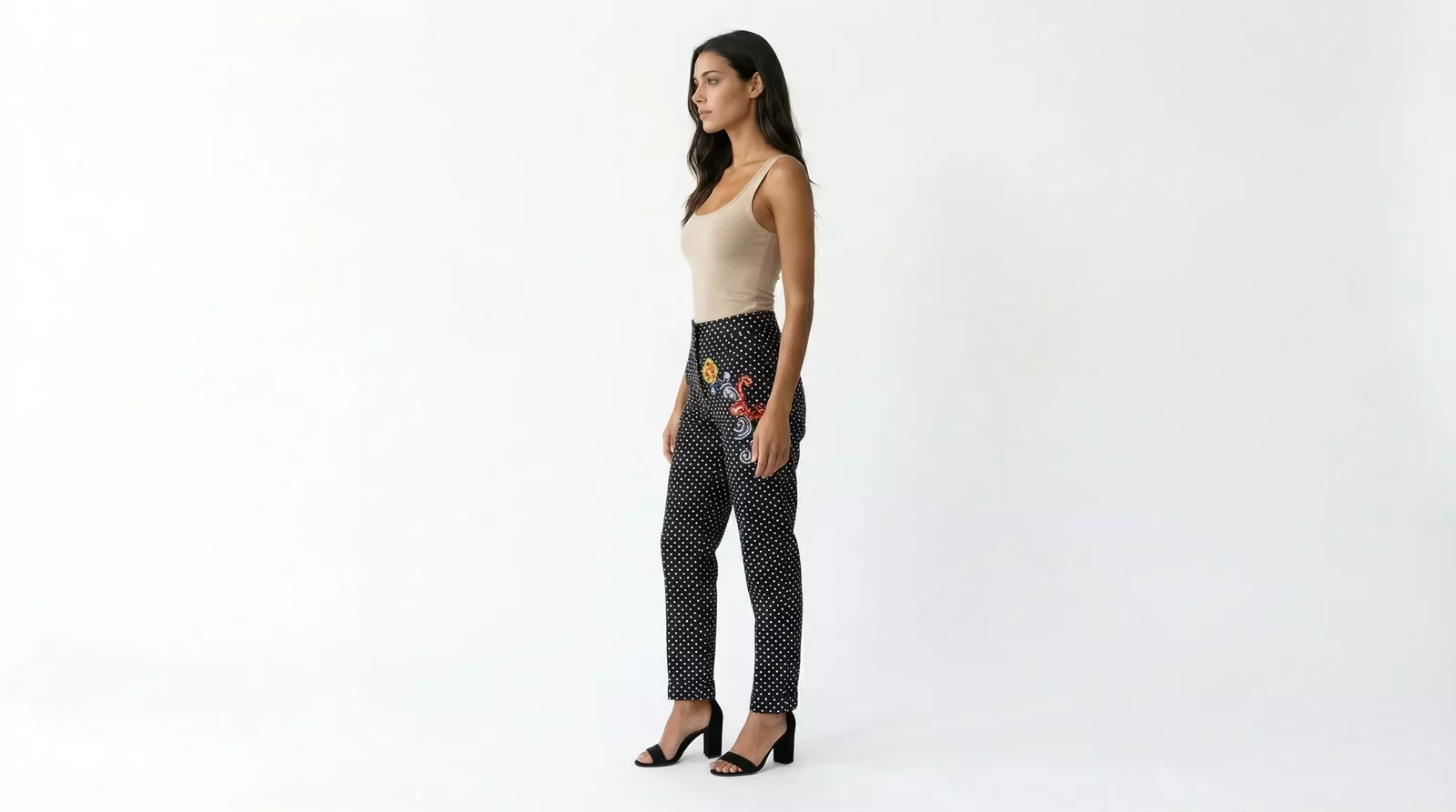 Polka Dot Trousers Embellished Pants - BlackWhite / IT42|M