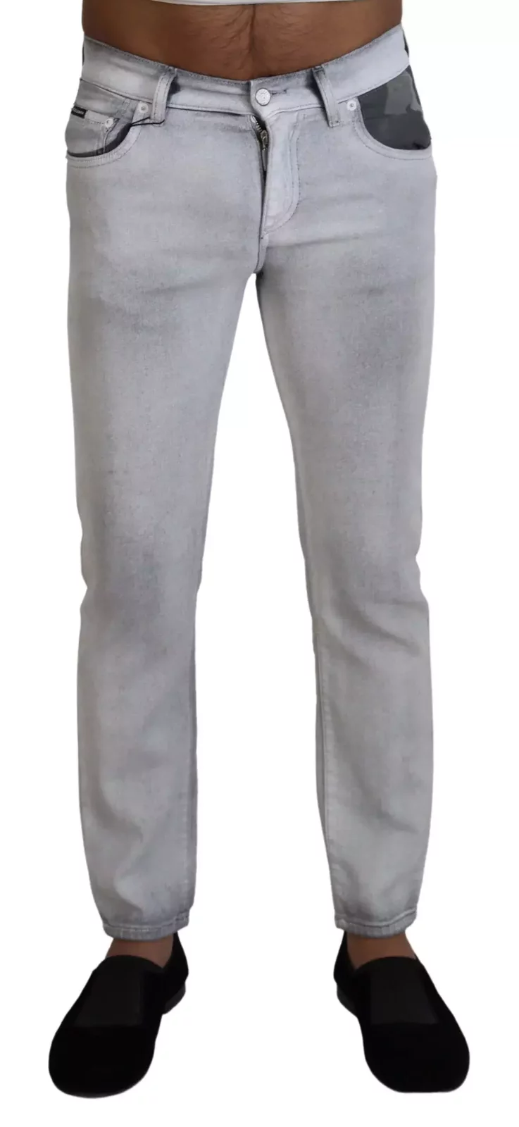 Straight Leg Jeans Camouflage Detail - Gray / IT46 | S