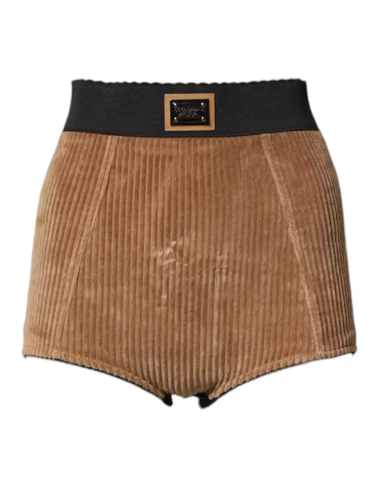 High Waisted Cotton Hot Pants Shorts - Brown / IT40|S